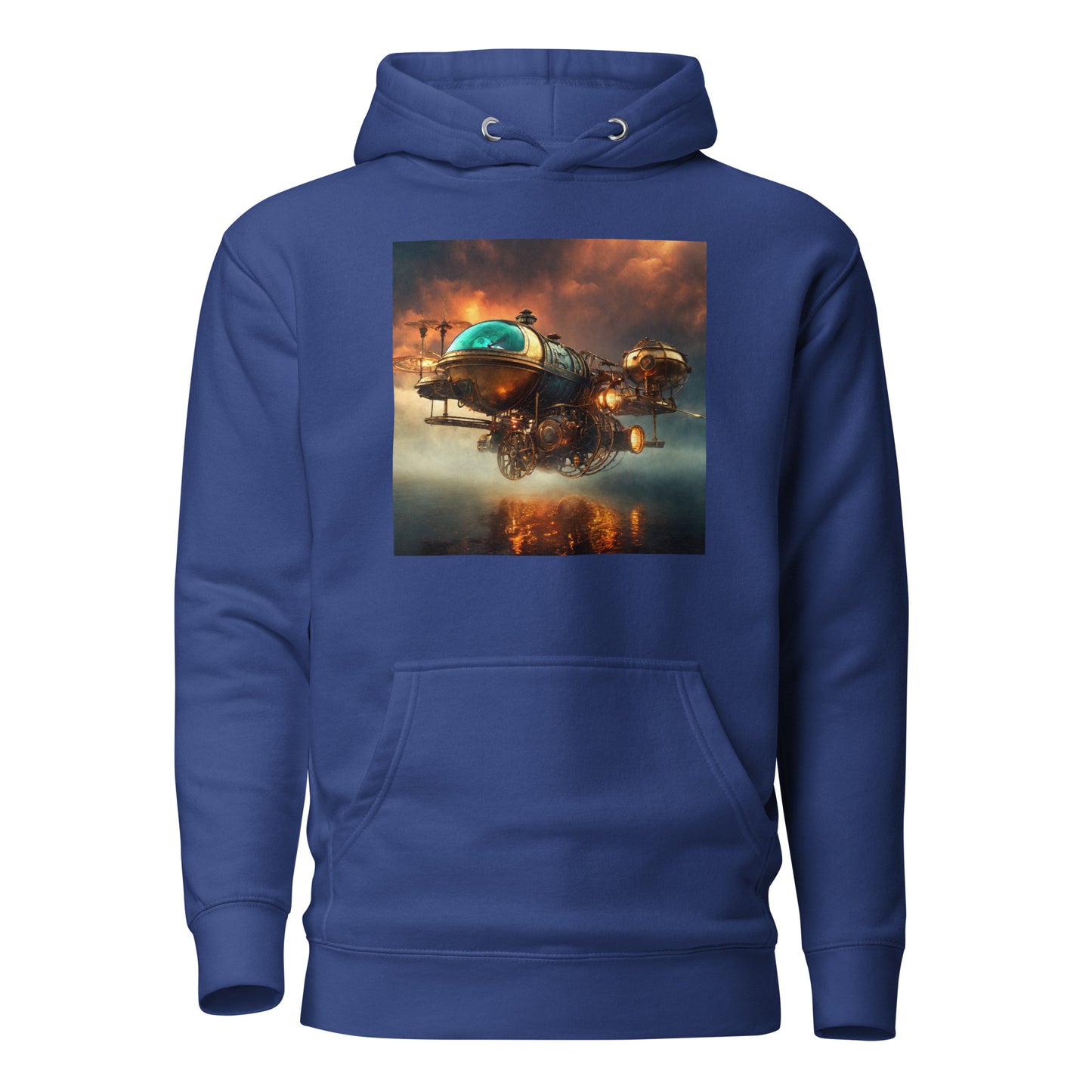 Majestic Sunset Airship Men's Steampunk Hoodie Team Royal