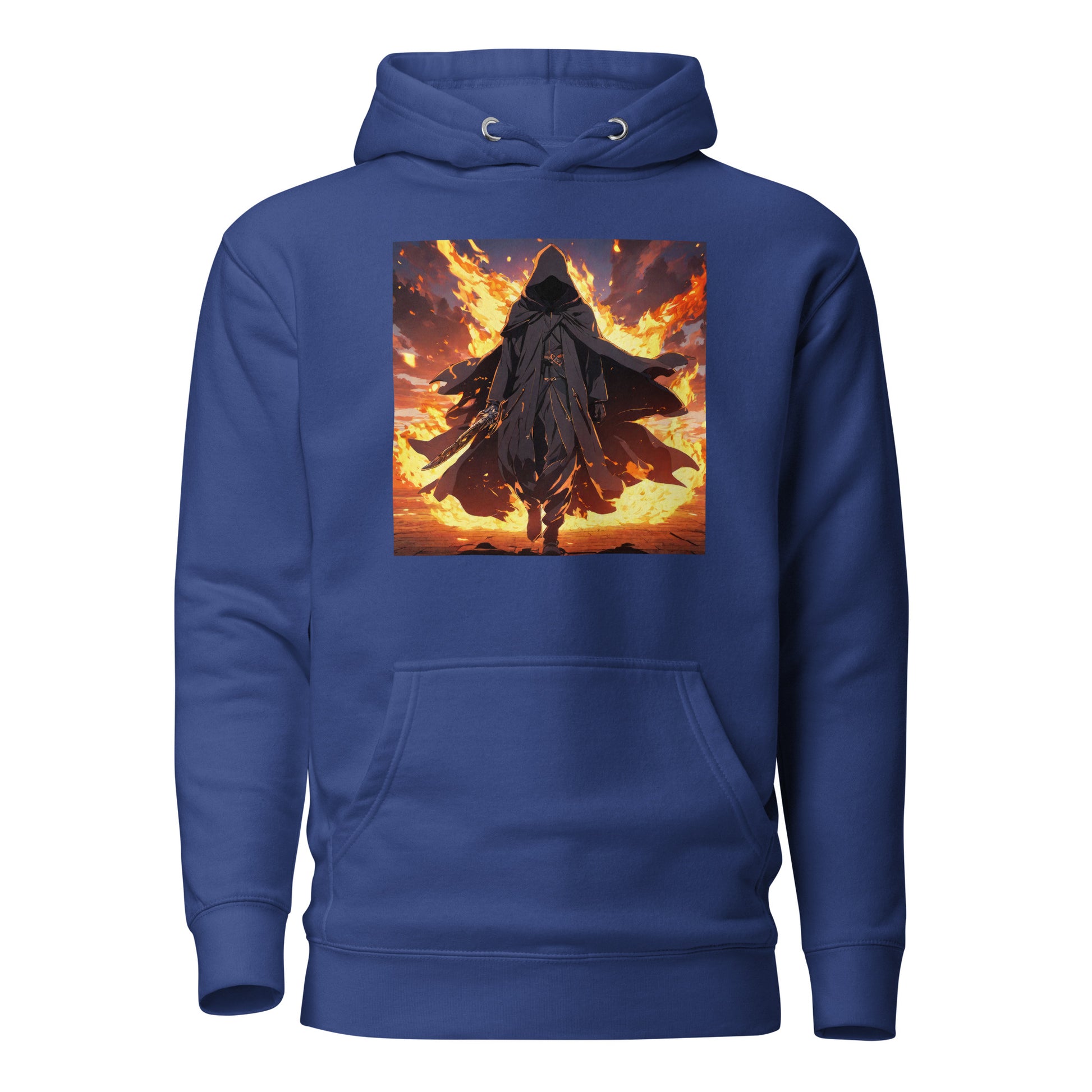 Fiery Faceless Warrior Men's Graphic Anime Hoodie Team Royal