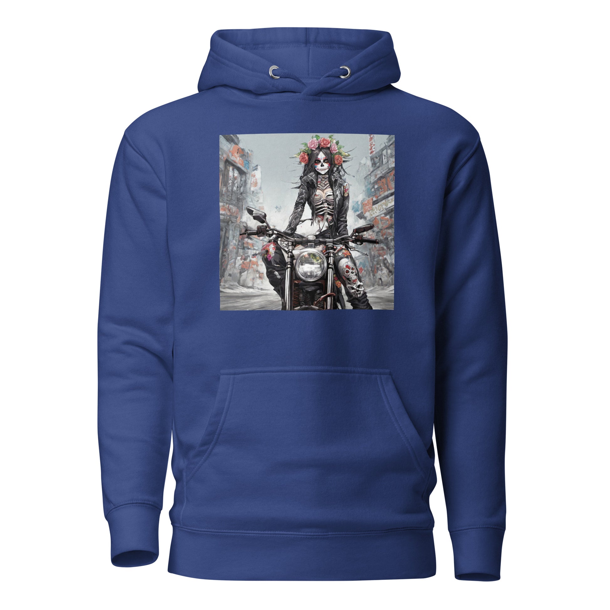 Day of the Dead Biker Men's Anime Hoodie Team Royal