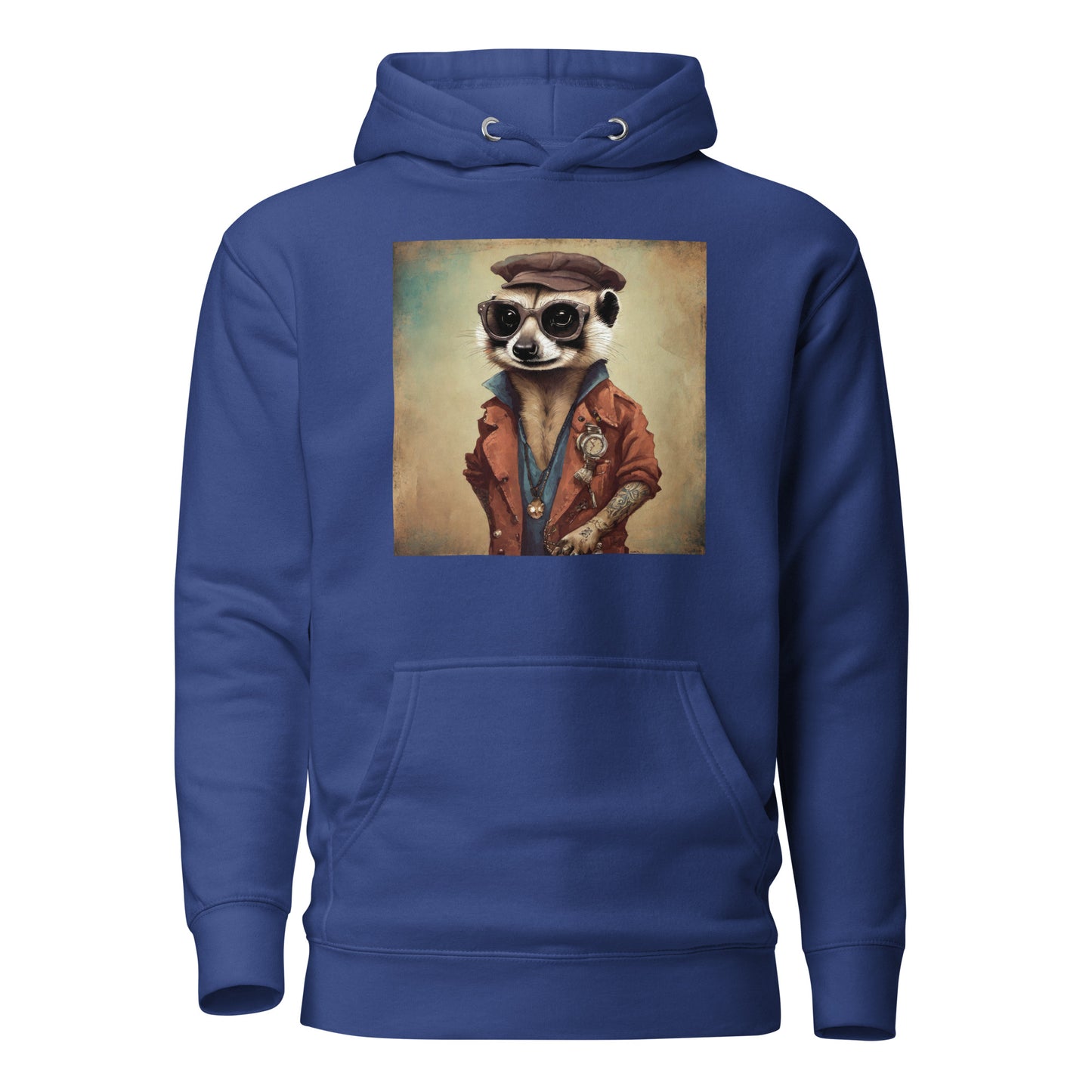 Hipster Ferret with Tattoos Men's Funny Hoodie Team Royal