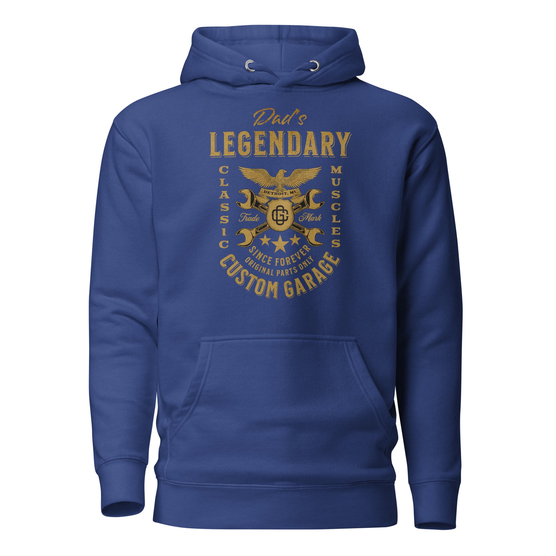 Dad's Legendary Custom Garage Hoodie Gift for Dad Team Royal