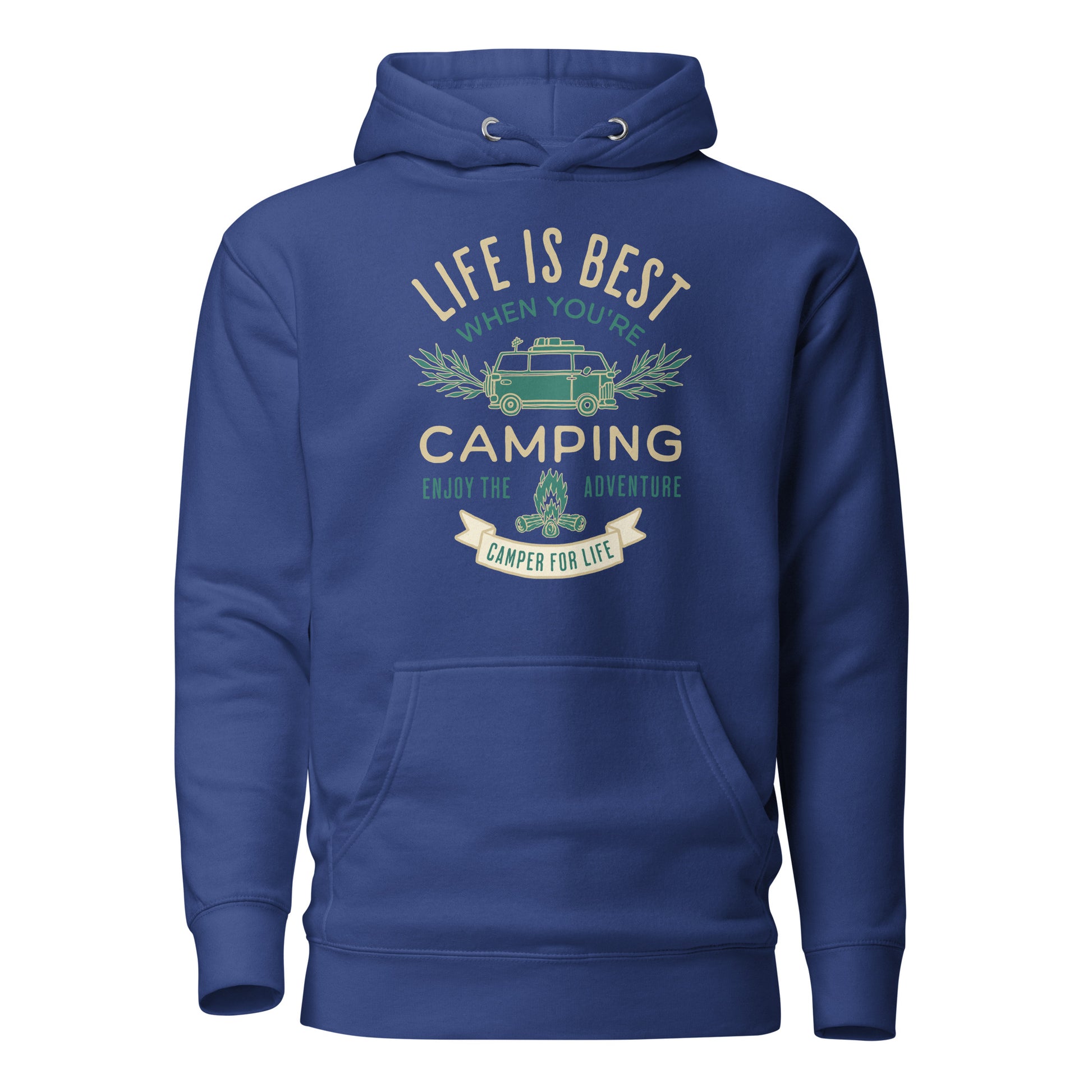 Life is Best When You're Camping Men's Outdoor Hoodie Team Royal