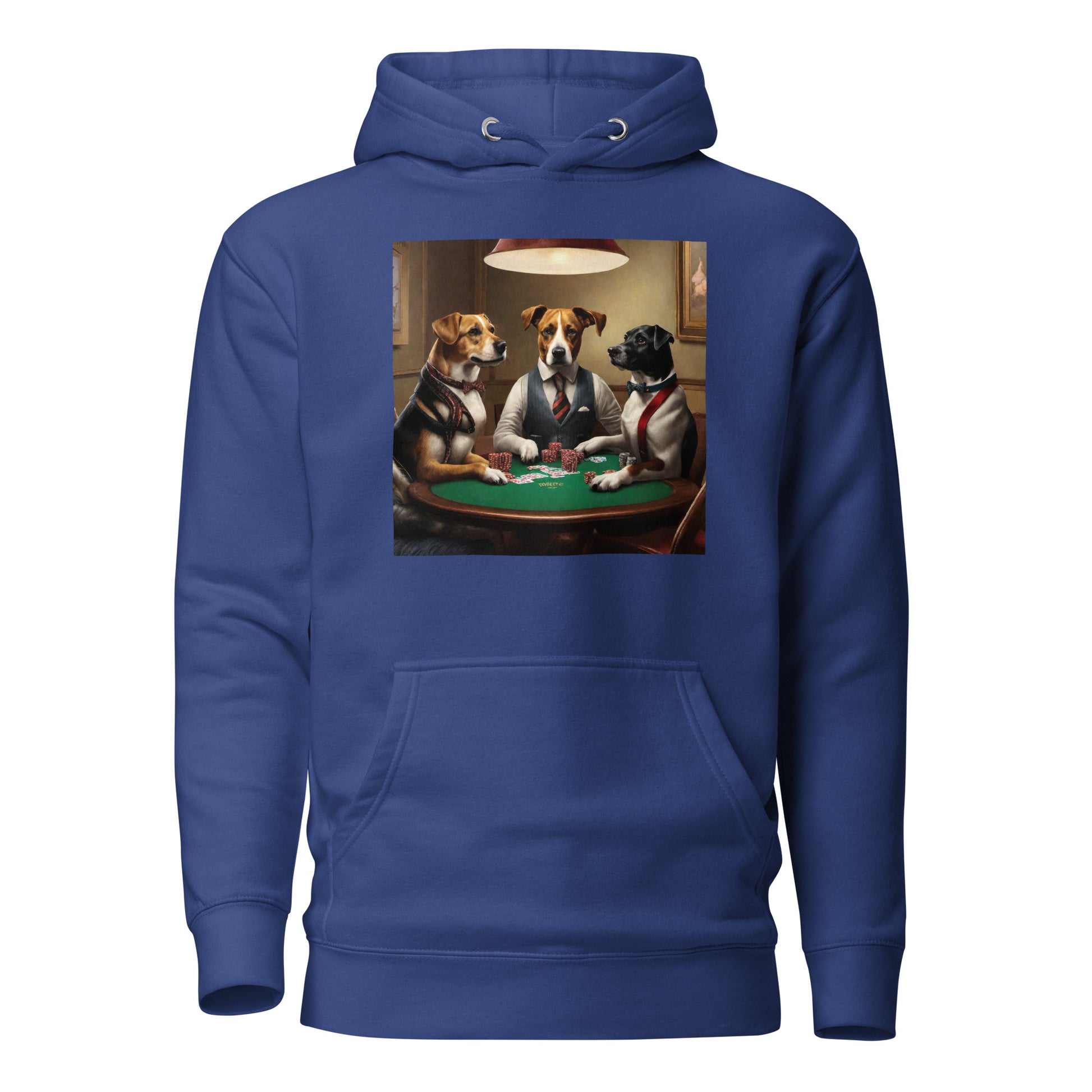 Poker Playing Pooches Men's Funny Hoodie Team Royal