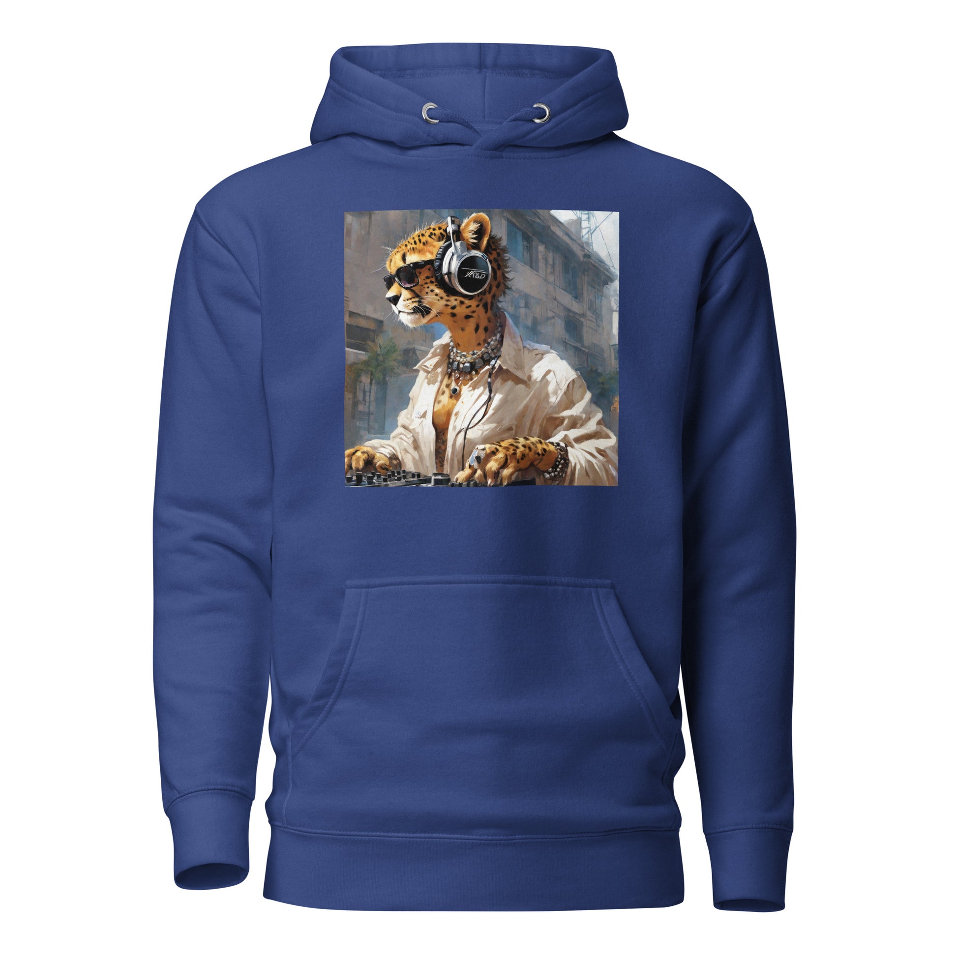 Leopard DJing Men's Graphic Hoodie Team Royal