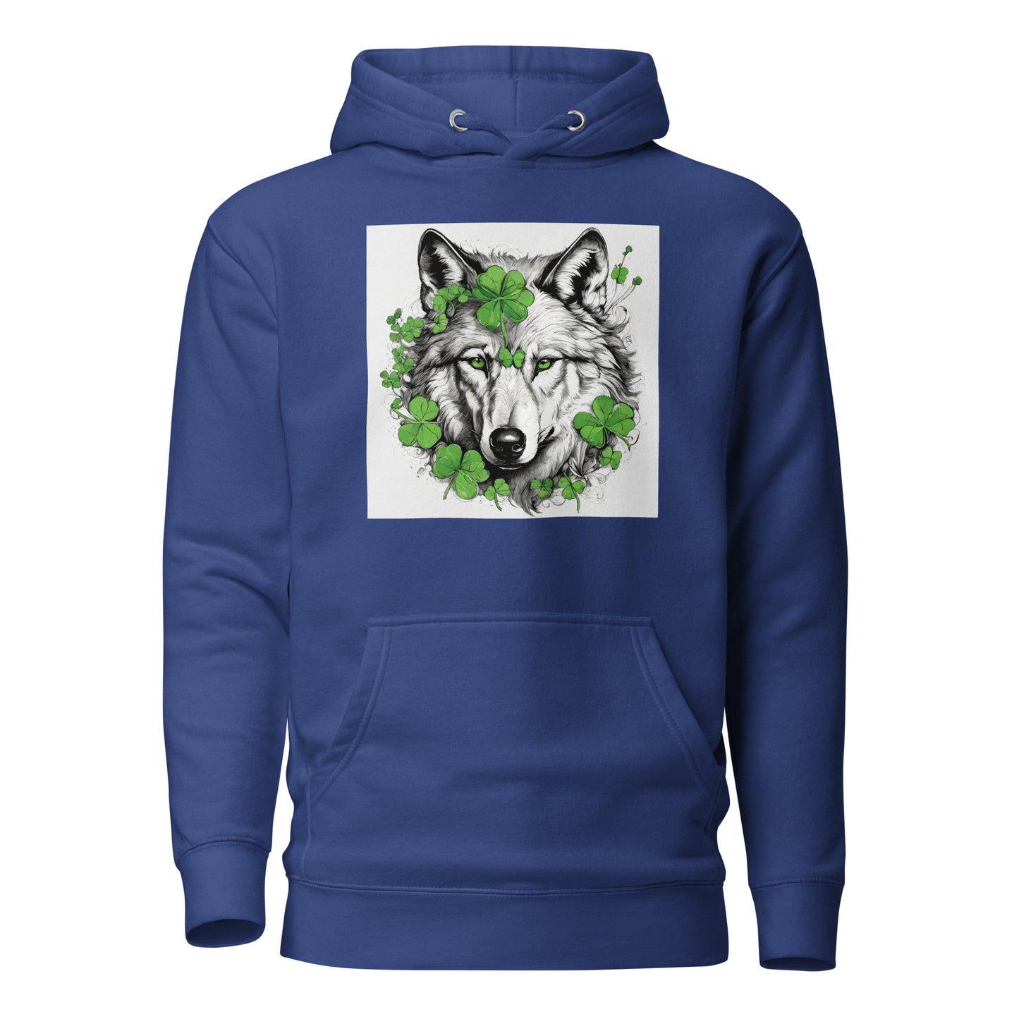 Wolf & Shamrock Lucky St Patrick's Day Men's Hoodie Team Royal