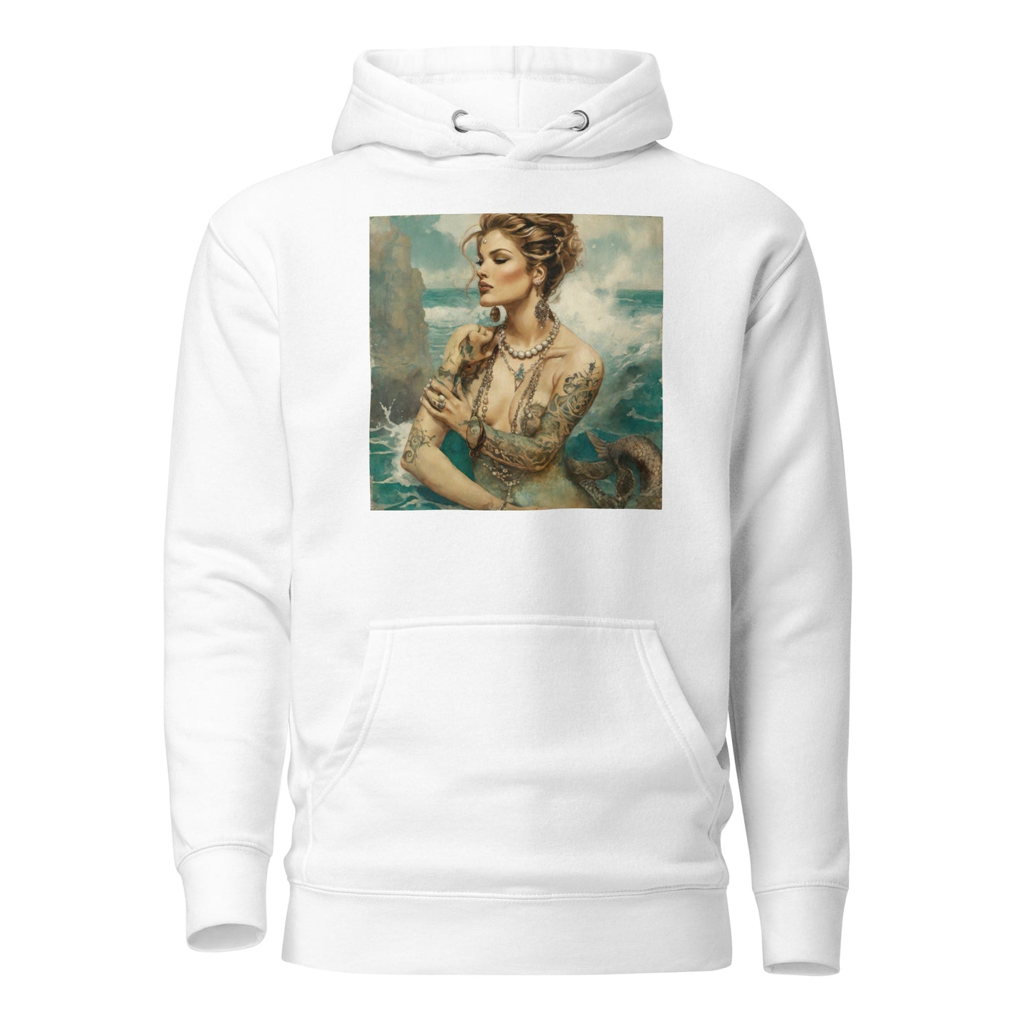 Mermaid with Tattoos Men's Hoodie White