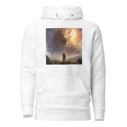 Small Warrior Facing a Giant Beast Men's Hoodie White