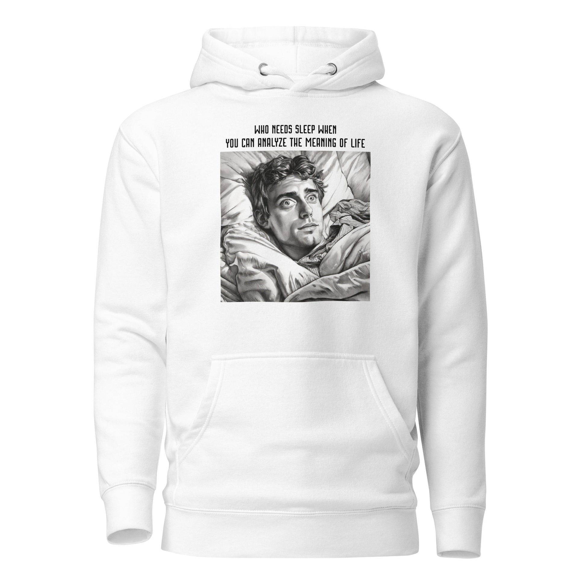 Late Night Analyzing Men's Funny Hoodie White