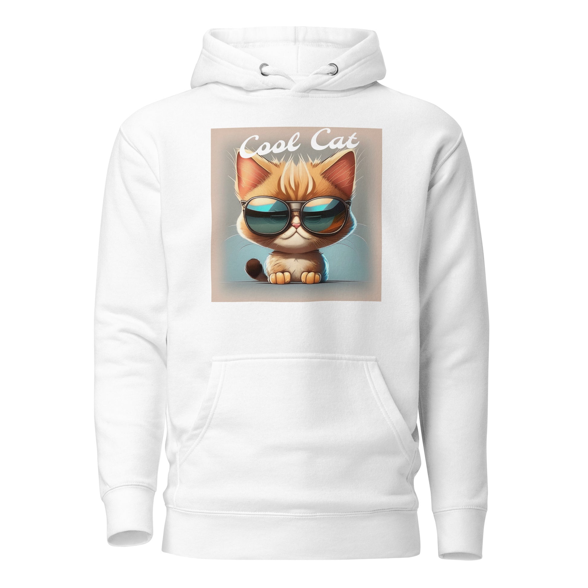 Cool Cat Men's Funny Hoodie White