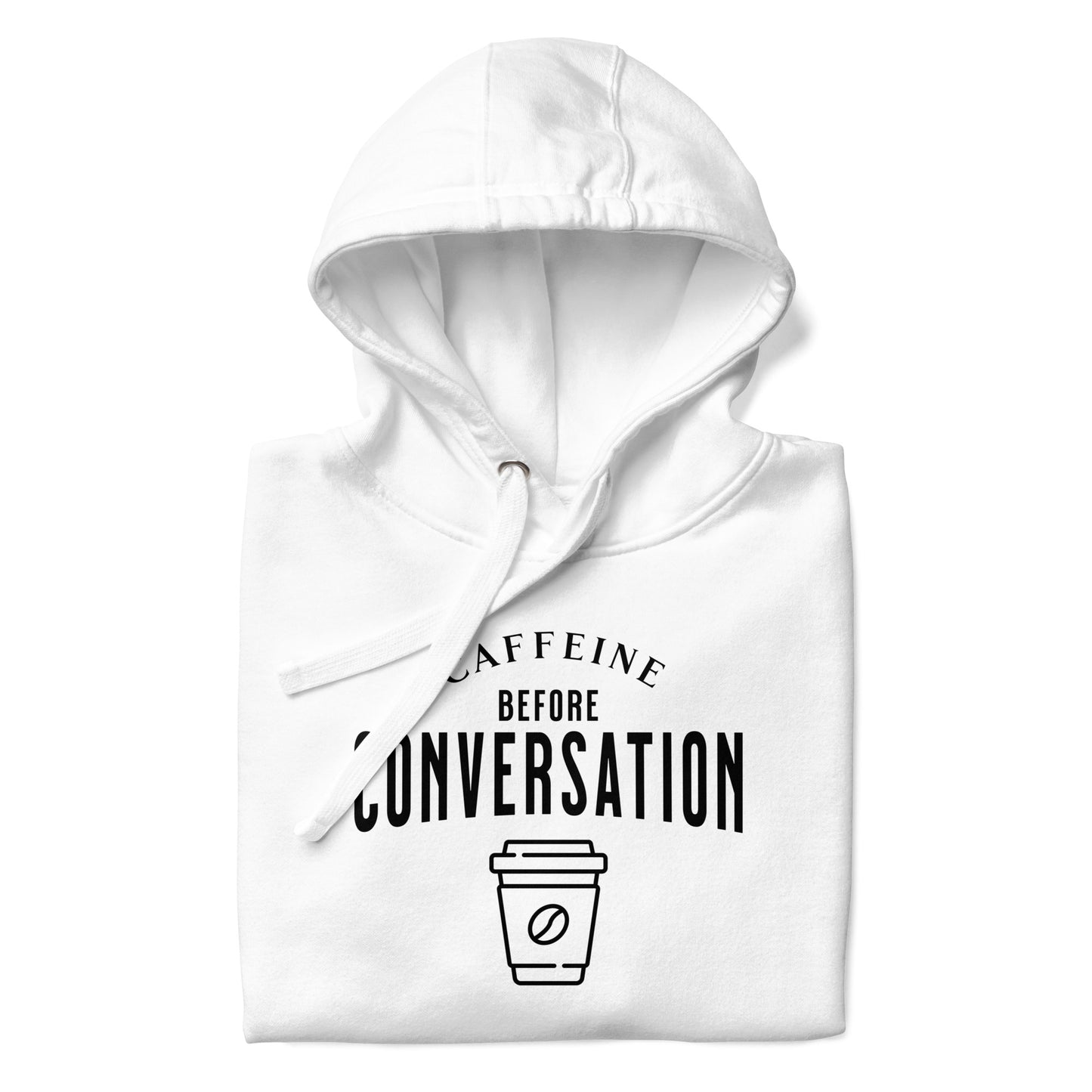 Caffeine Before Conversation Men's Funny Hoodie