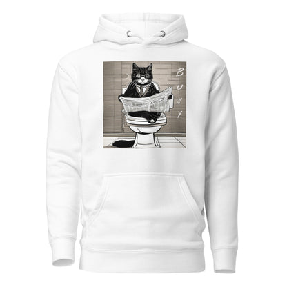 Busy Cat Men's Funny Hoodie White