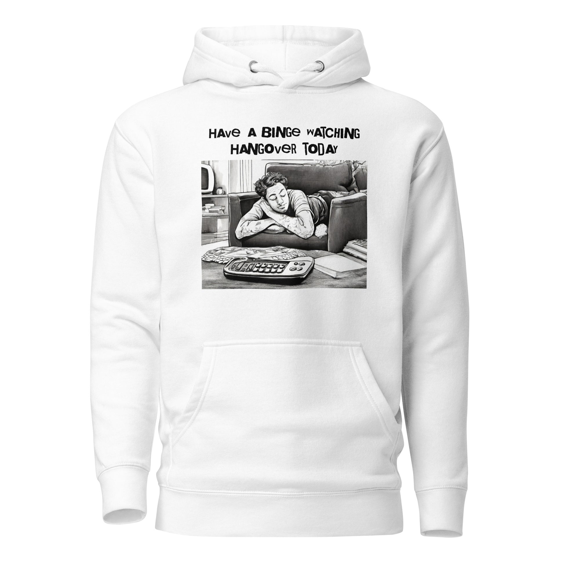 Binge Watching Hangover Men's Funny Hoodie White