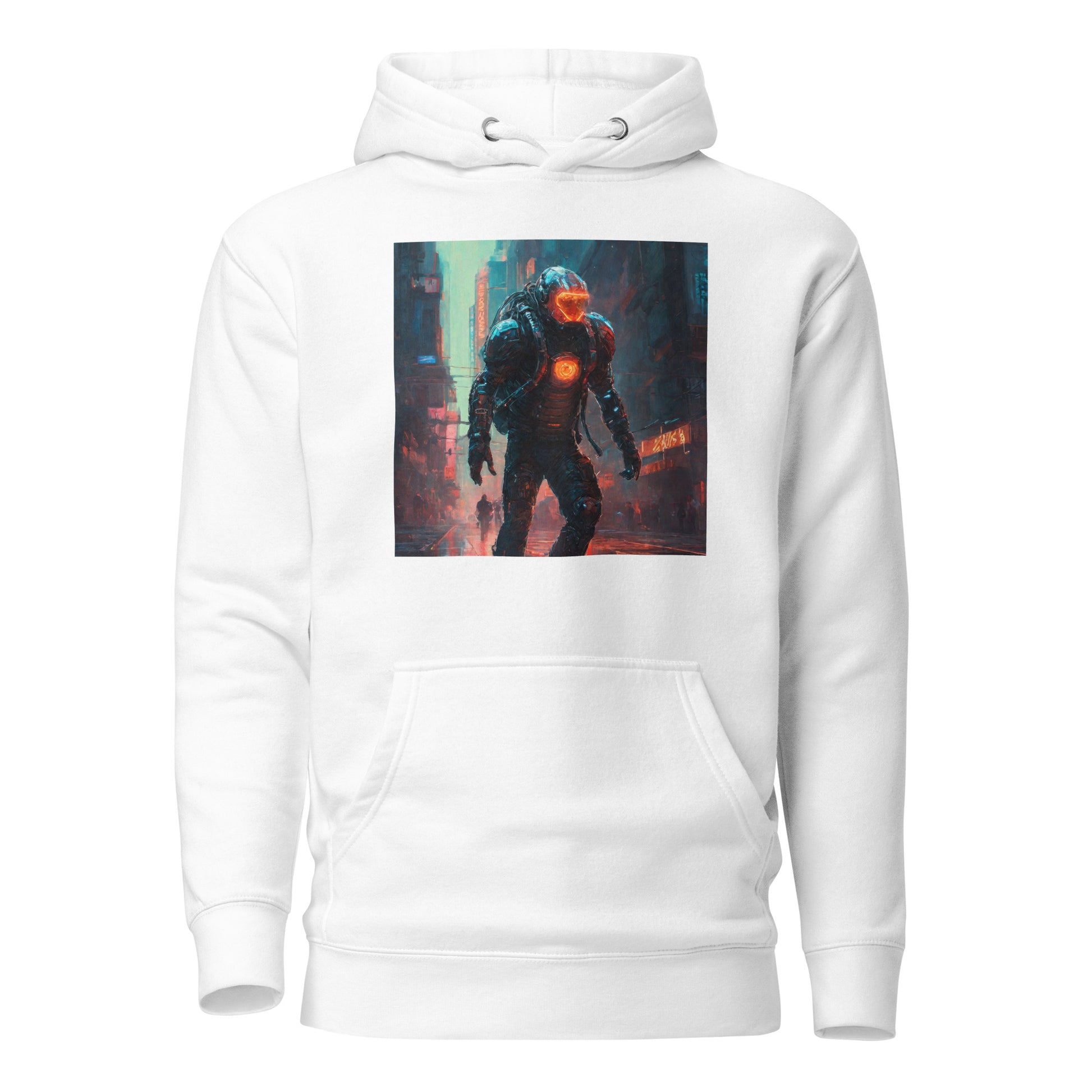 Futuristic Space Suit Men's Sci-Fi Hoodie White