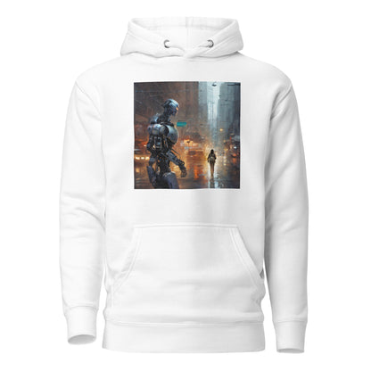 Cyborg in the City Men's Sci-Fi Hoodie White