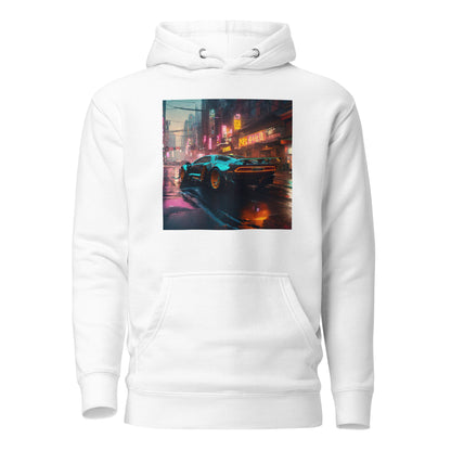 Cyberpunk Car Men's Futuristic Hoodie White