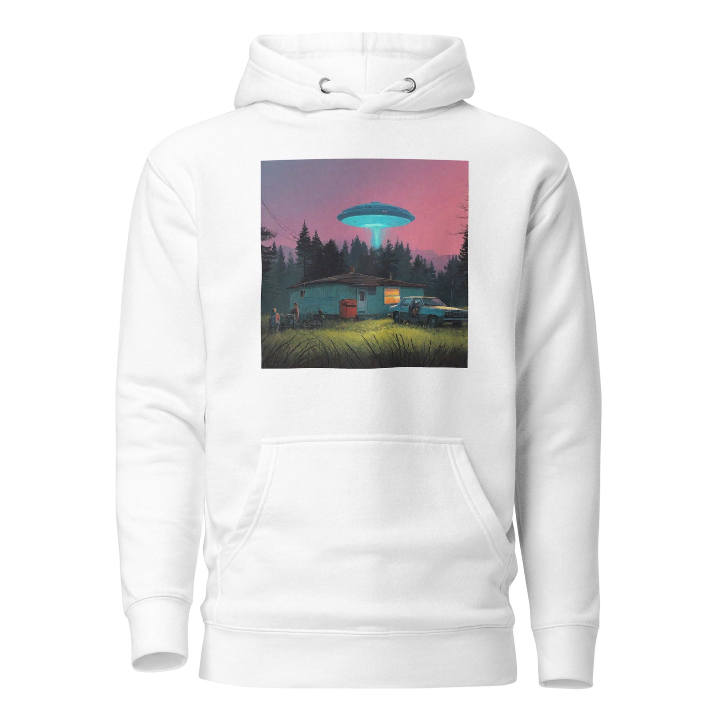 Backwoods Alien Abduction Men's Graphic Hoodie White