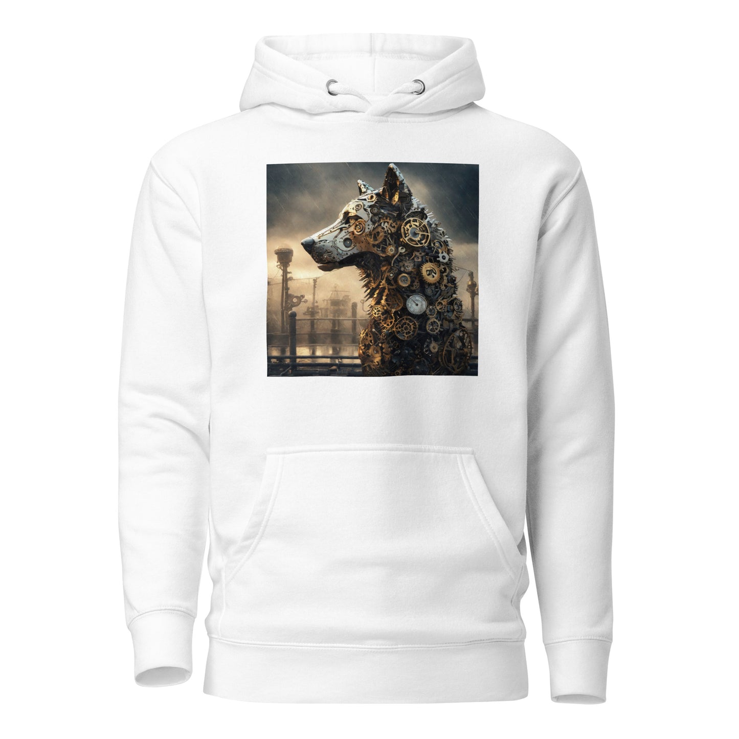 Clockwork Canine Men's Steampunk Hoodie White