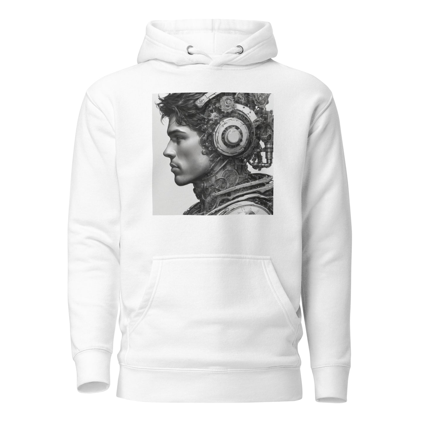 Bio-Mechanical Man Men's Sci-Fi Hoodie White