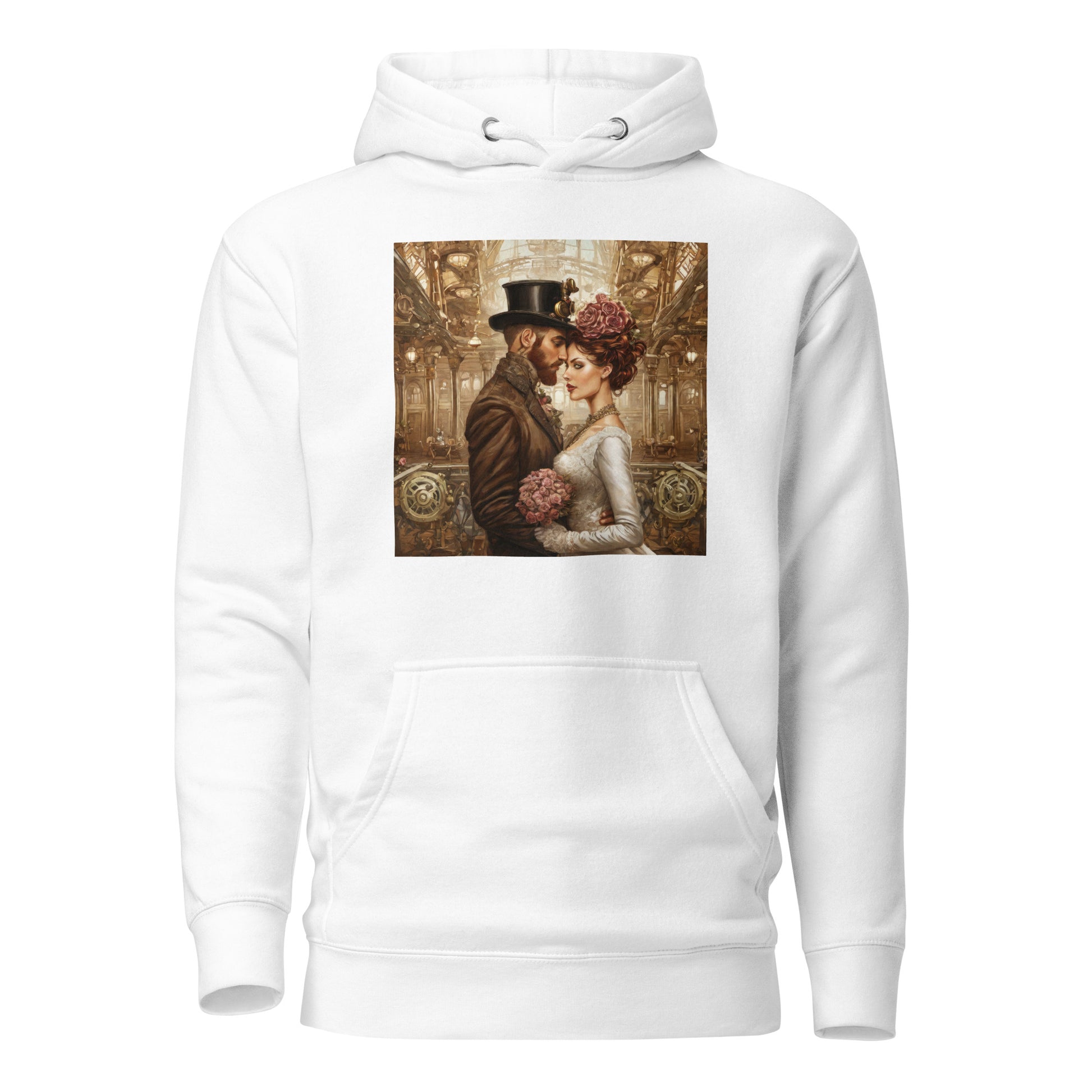 Gears & Lace Steampunk Wedding Men's Hoodie White