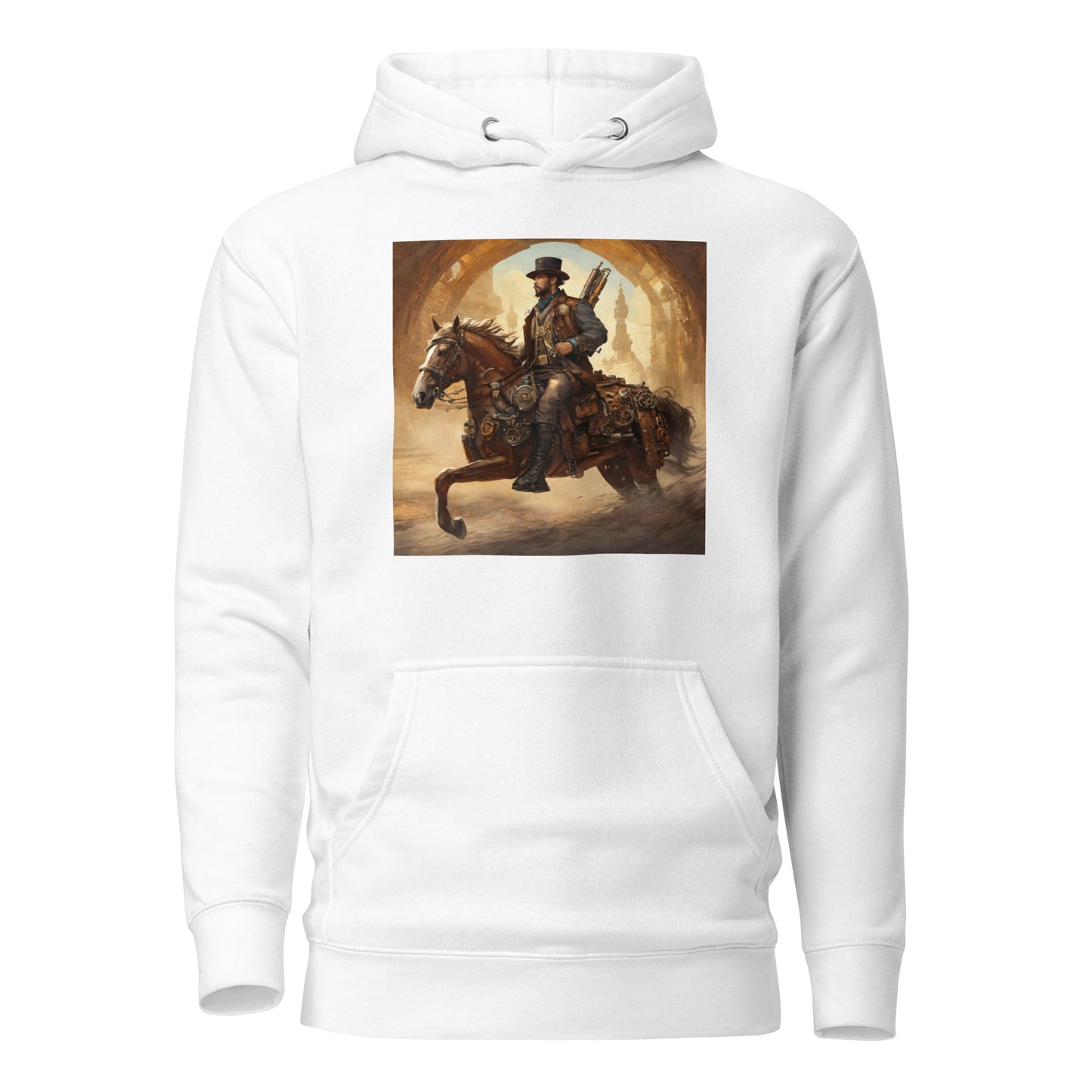 Geared Up Gunslinger Men's Steampunk Hoodie White