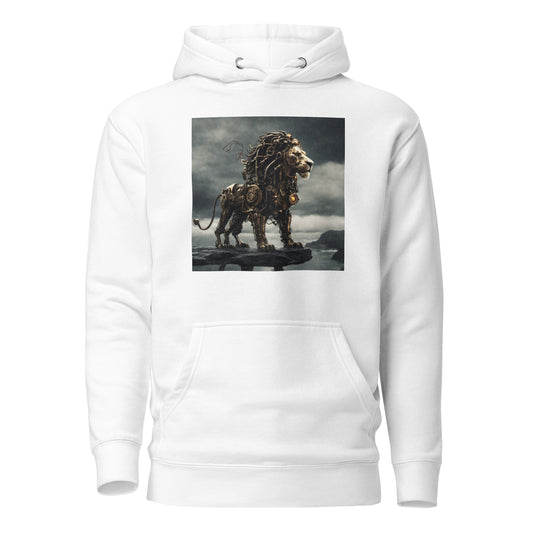 Gears of Gold Lion Men's Steampunk Hoodie White