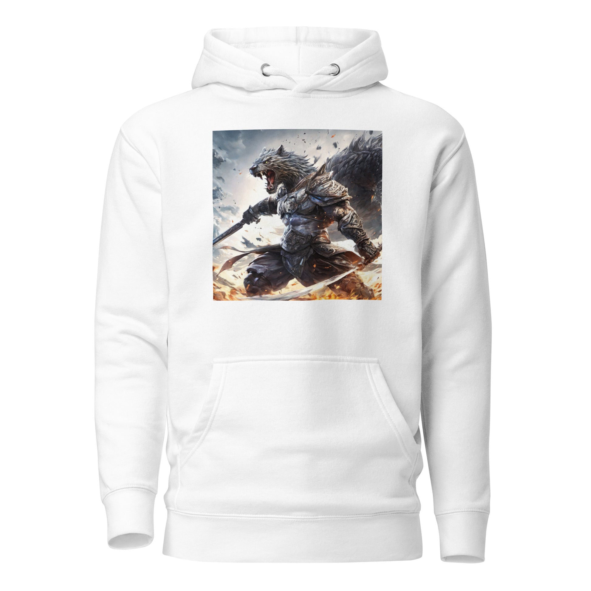 Raging Savage Men's Anime Hoodie White