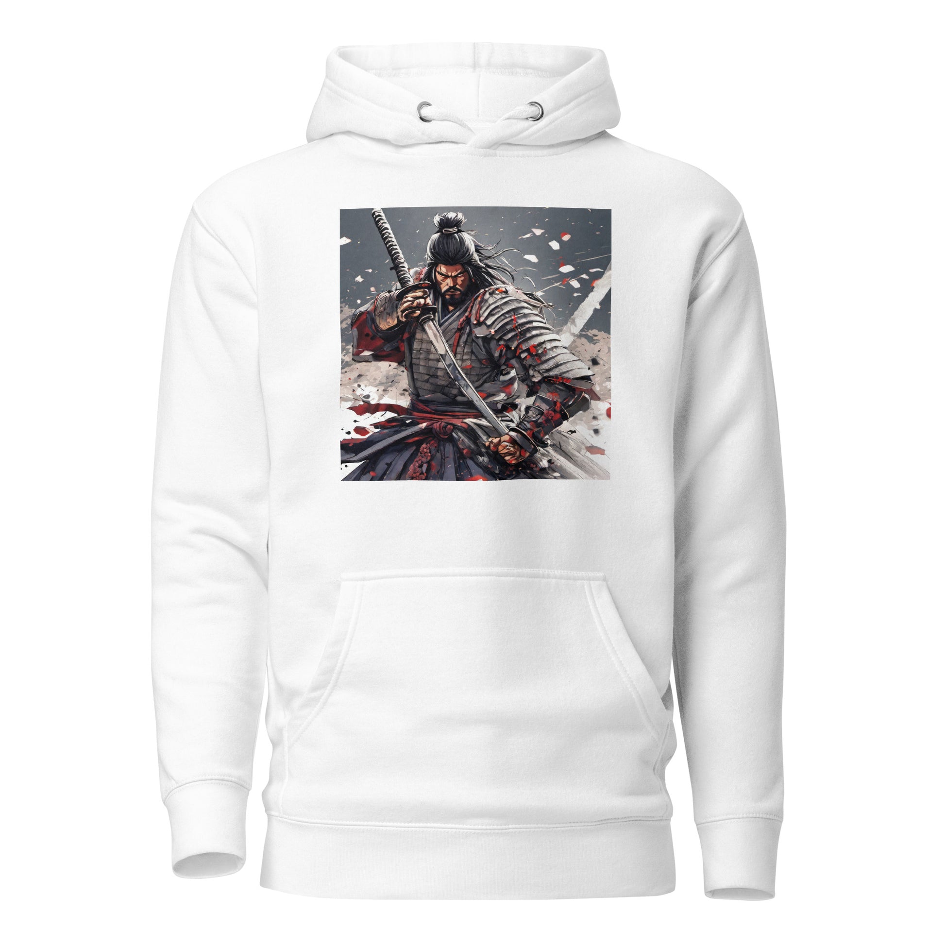 Fierce Samurai Men's Anime Hoodie White