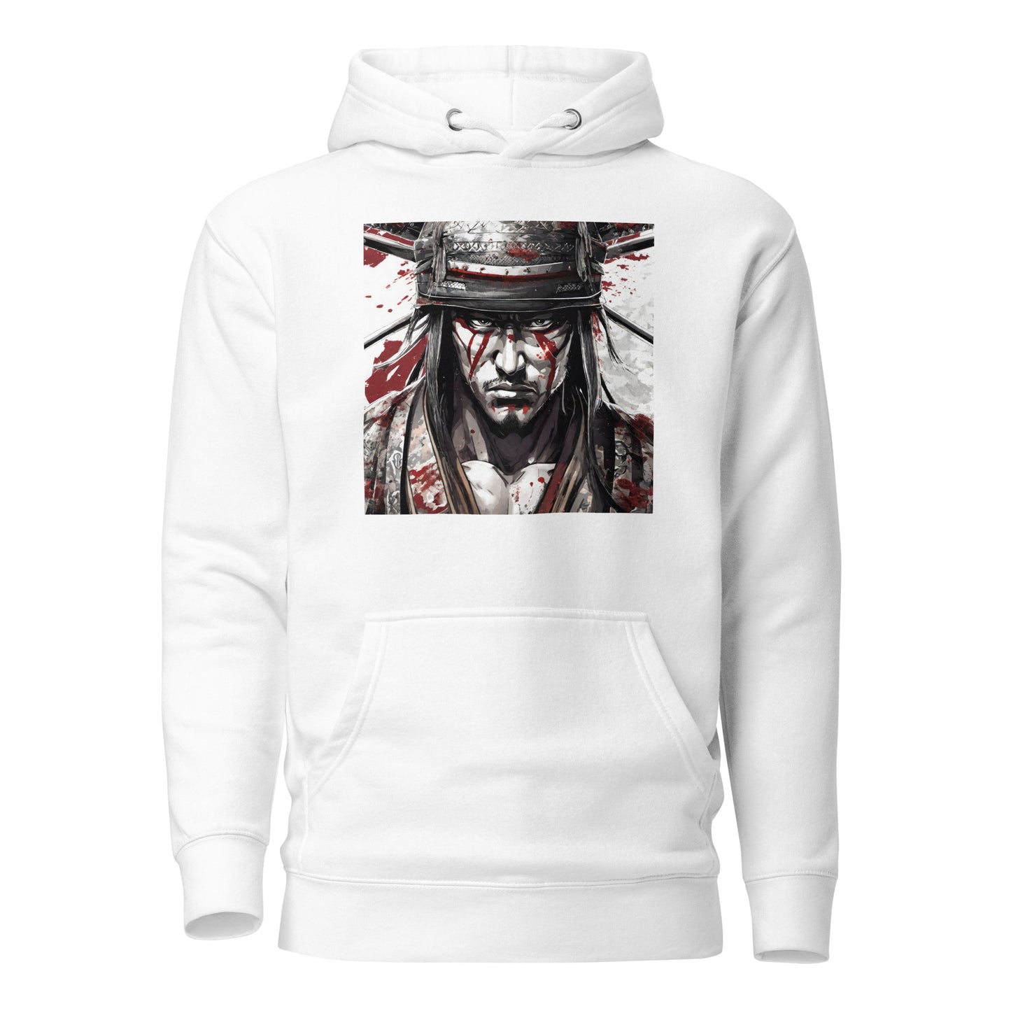 Battle-Worn Warrior Men's Anime Hoodie White