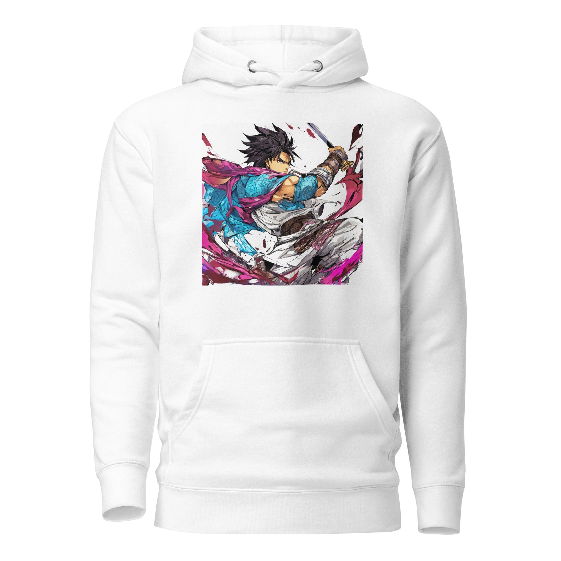 Mighty Fighter Men's Anime Hoodie White