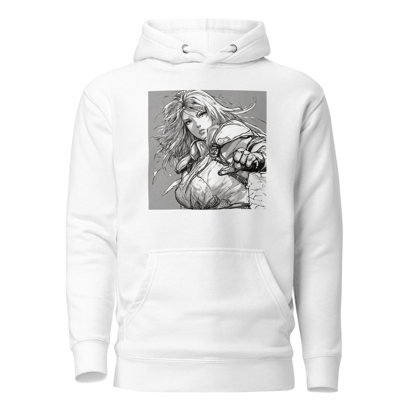 Fearless Swordmaiden Men's Anime Hoodie White