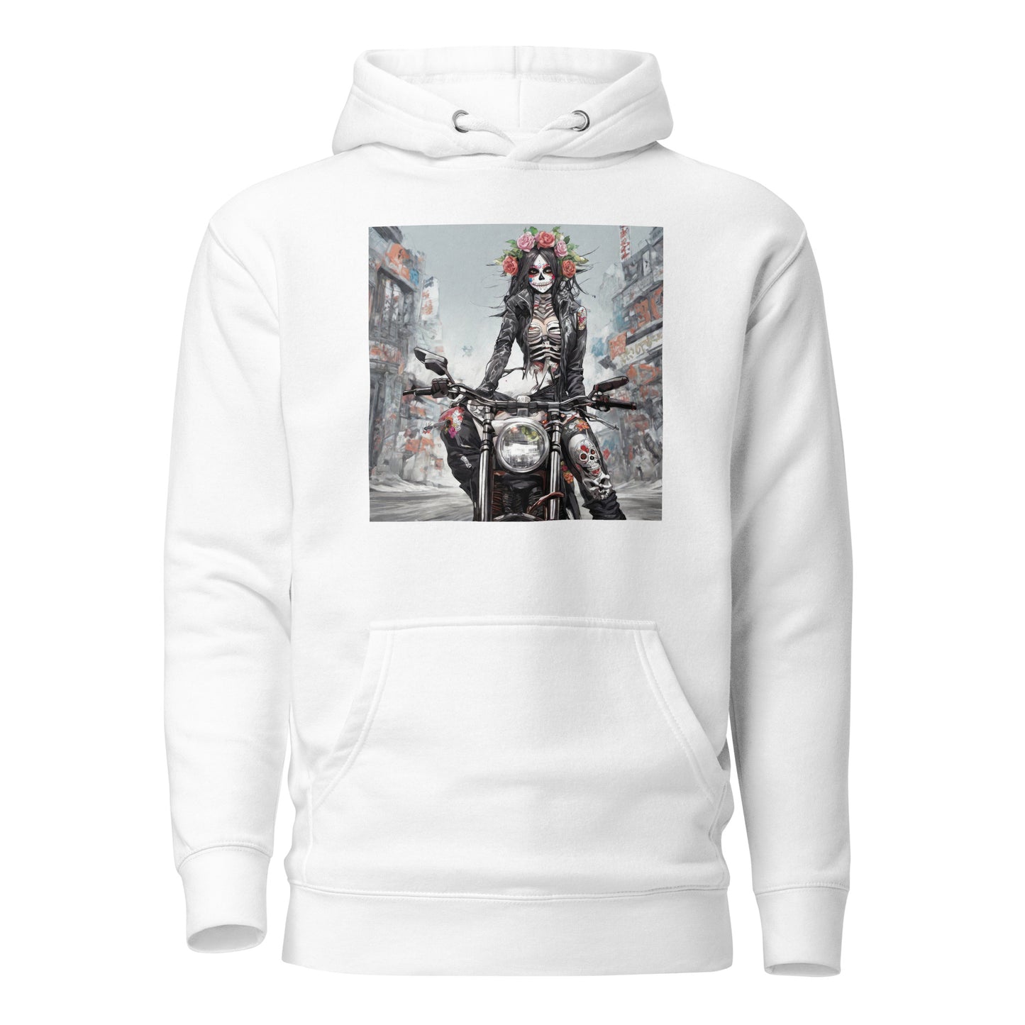 Day of the Dead Biker Men's Anime Hoodie White