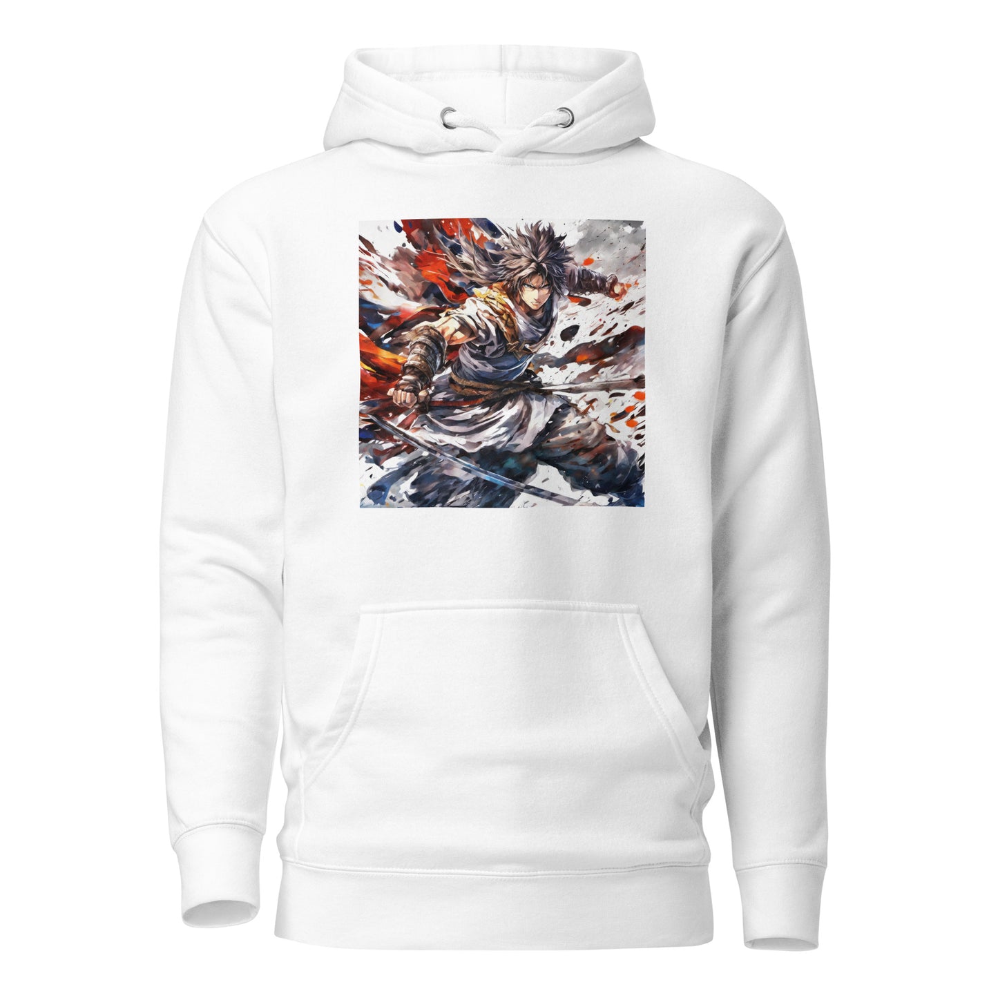 Mid Battle Action Men's Anime Hoodie White