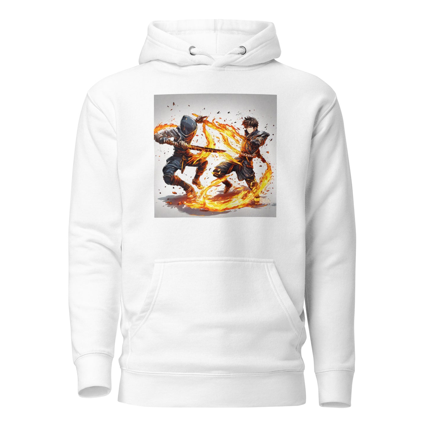 Fire-Dancing Duel Men's Anime Hoodie White