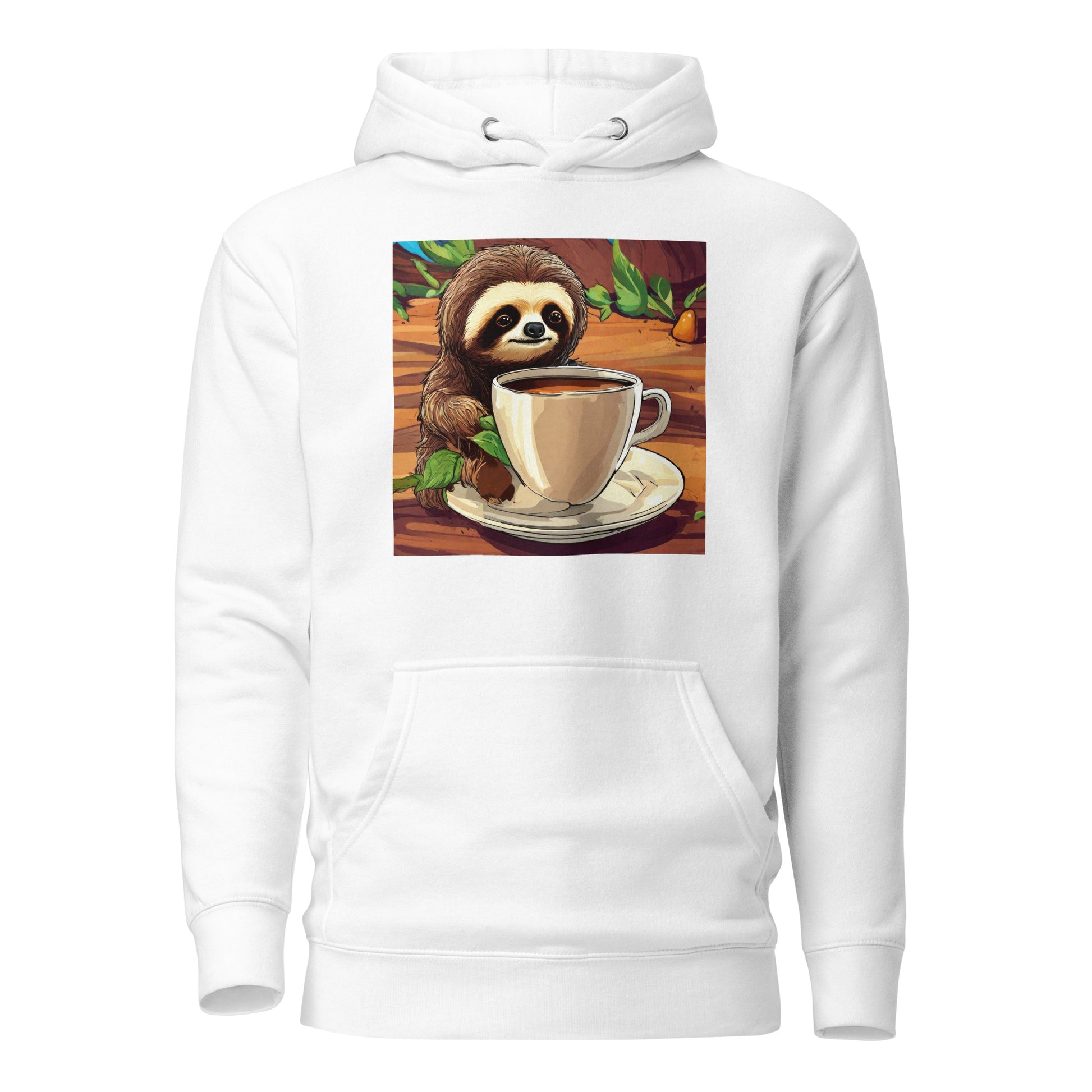 Slow Morning Men's Funny Sloth Hoodie White