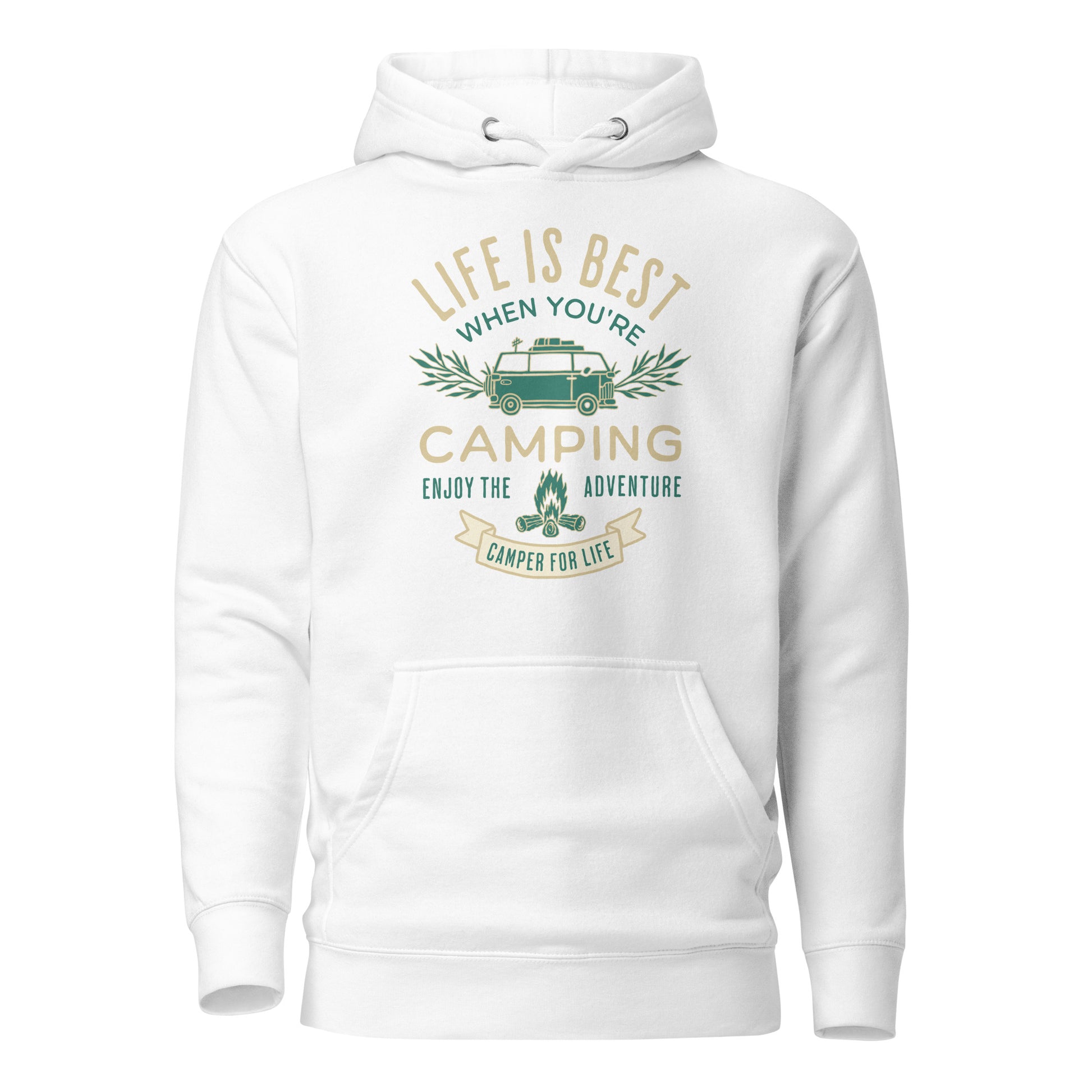 Life is Best When You're Camping Men's Outdoor Hoodie White