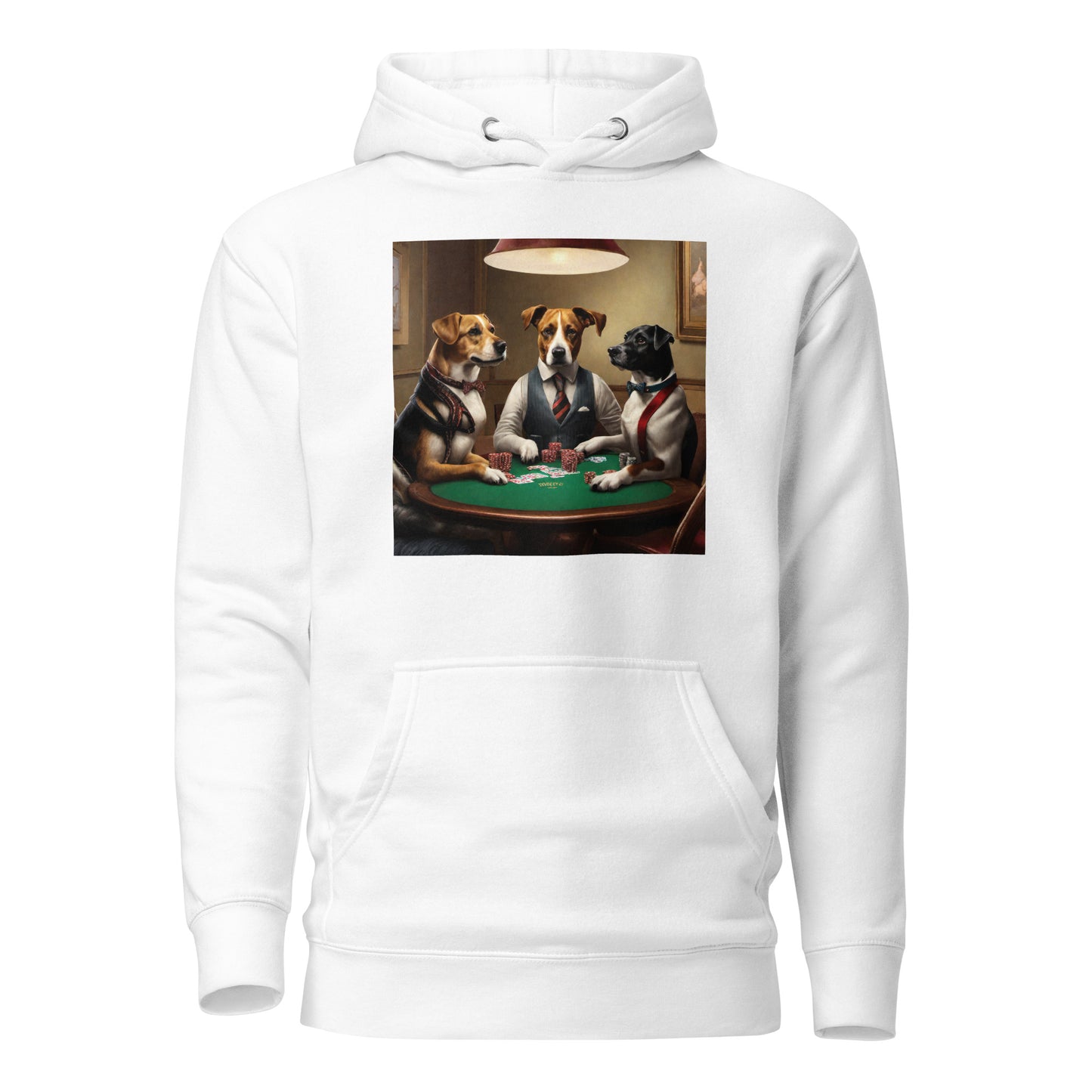 Poker Playing Pooches Men's Funny Hoodie White