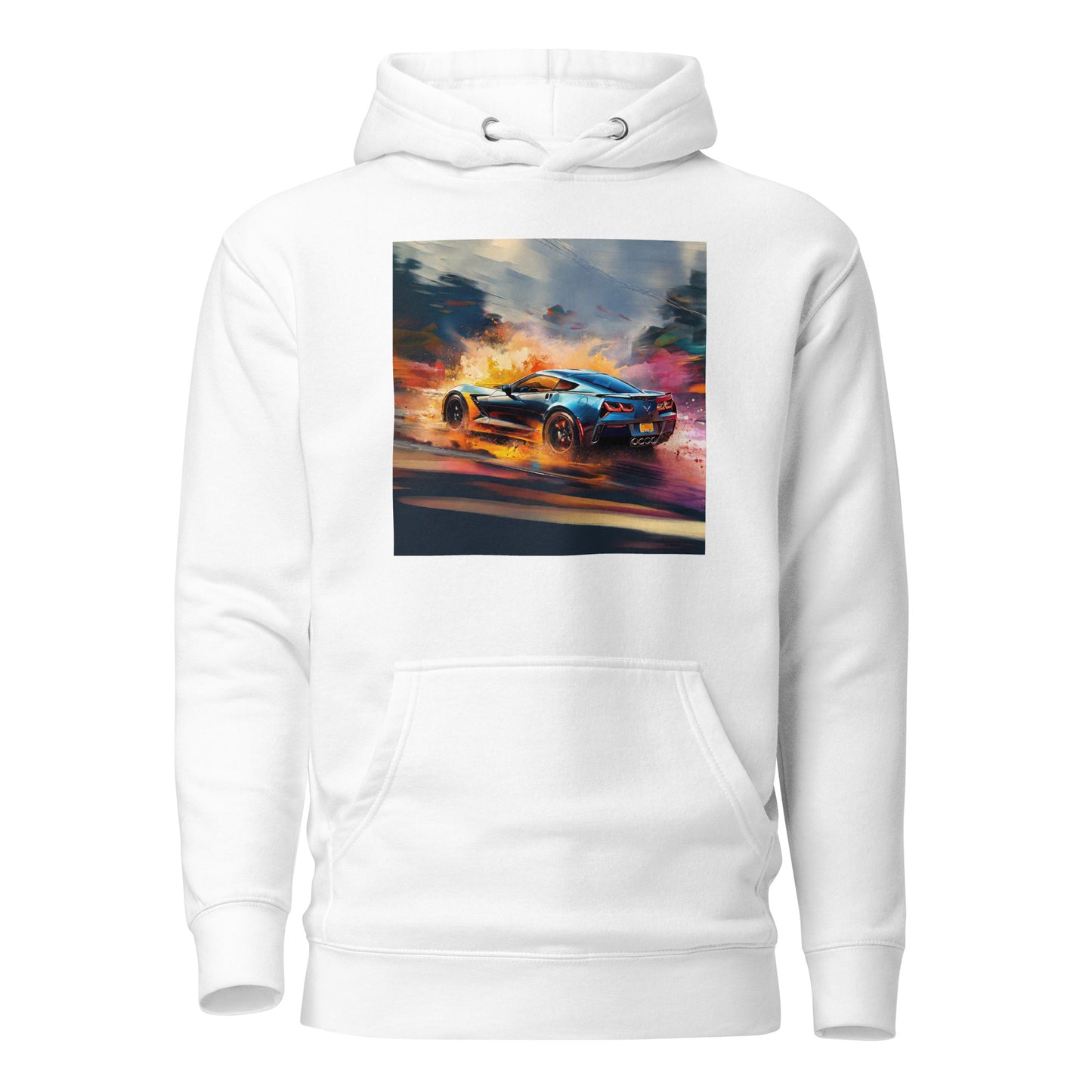 Colorful Corvette Men's Car Hoodie White