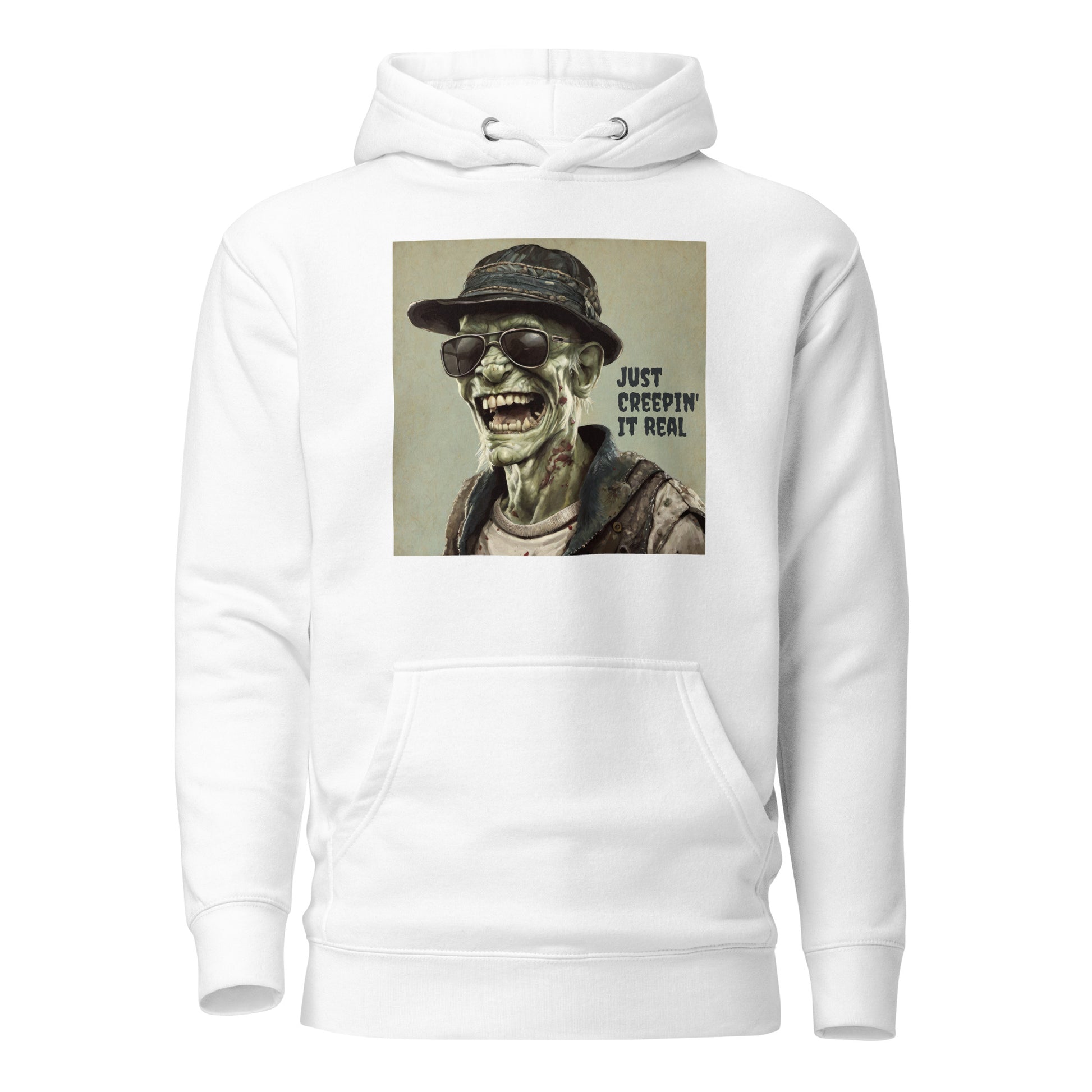 Just Creepin' It Real Men's Zombie Hoodie for Halloween White