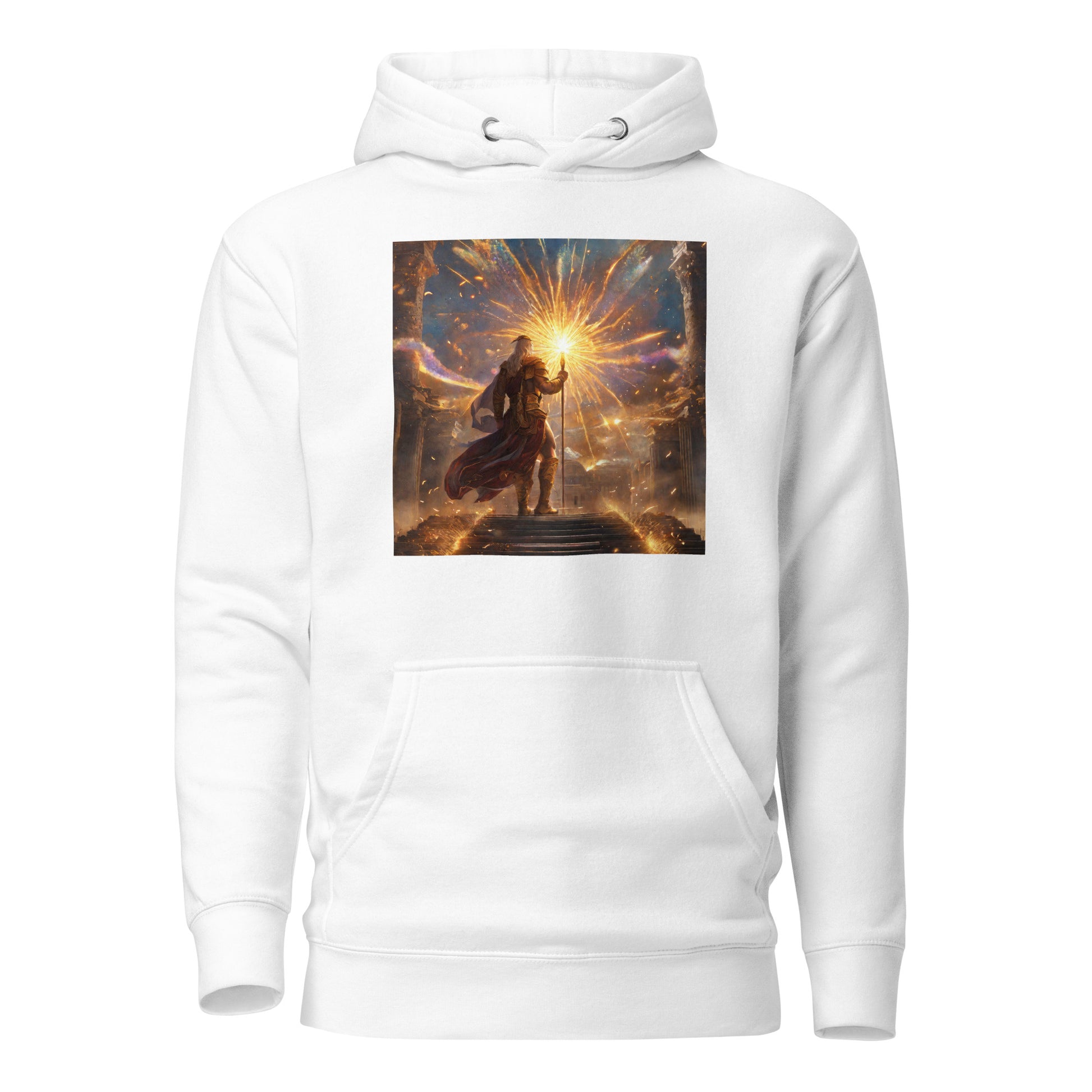 Zeus Creating Fireworks Men's 4th of July Hoodie White