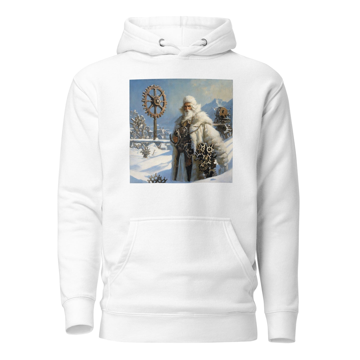 Frosty St Nick Santa Winter Christmas Hoodie for Men White