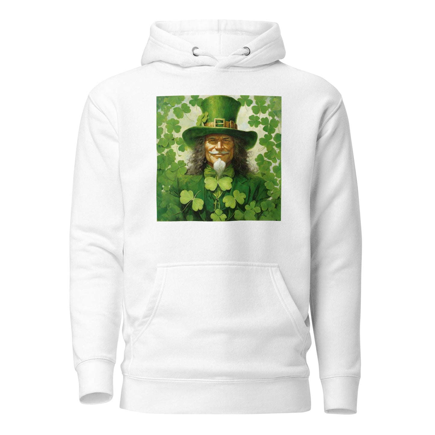 Leprechaun Shamrock Men's Hoodie for St Patty's Day White