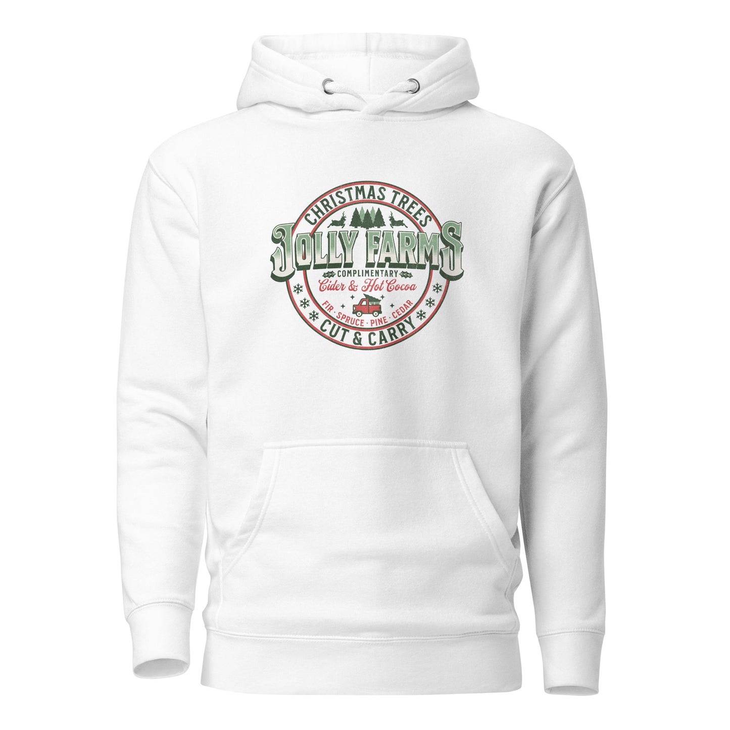 Jolly Farms Christmas Trees Men's Holiday Hoodie White