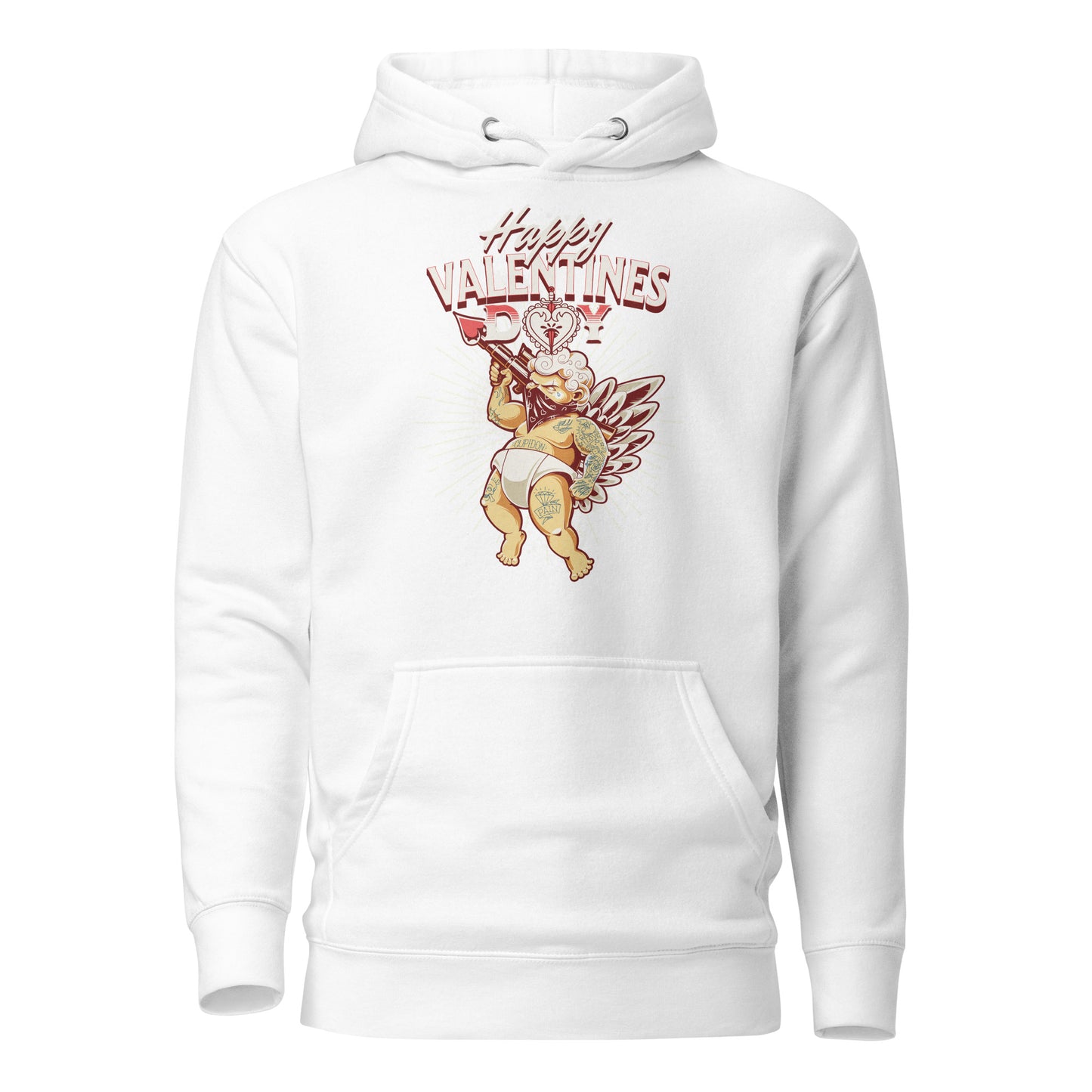 Inked Cupid Men's Valentine's Day Hoodie White