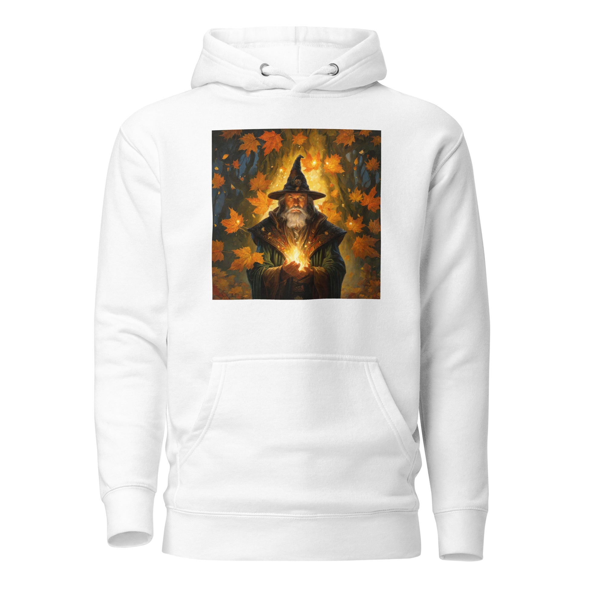 Autumn Wizard Making Fall Leaves Men's Graphic Hoodie White