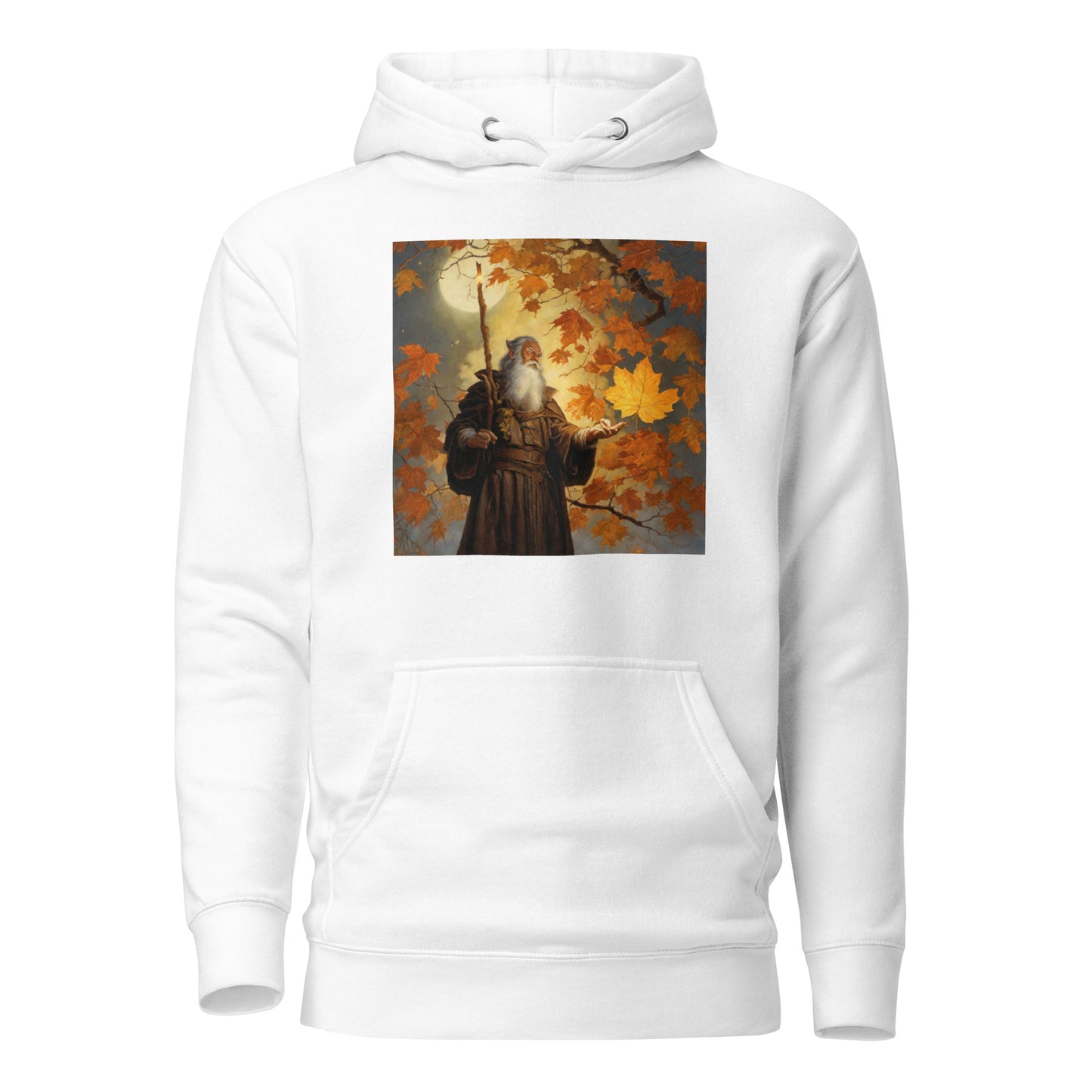 Mage Conjuring Fall Leaves Men's Hoodie White