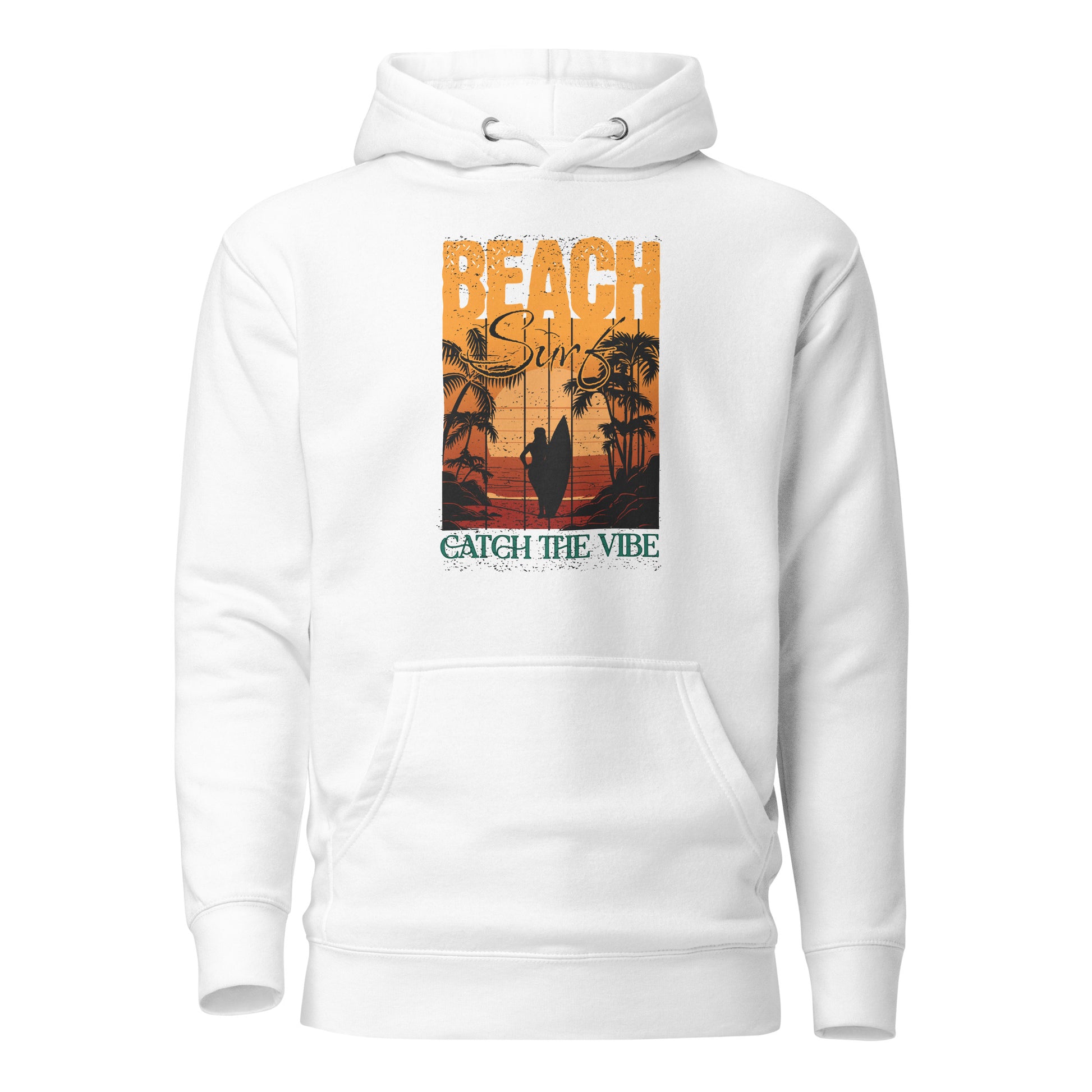 Catch the Beach Vibe Surfing Men's Hoodie White