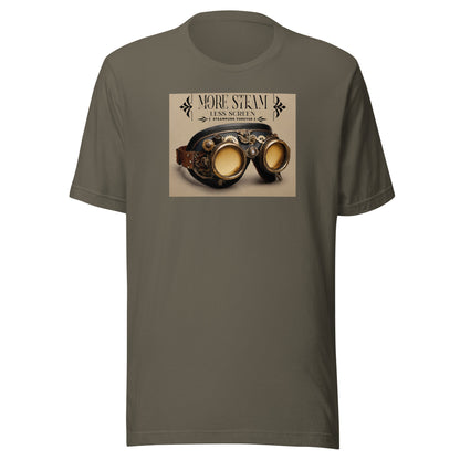 More Steam Less Screen Men's Steampunk T-Shirt Army