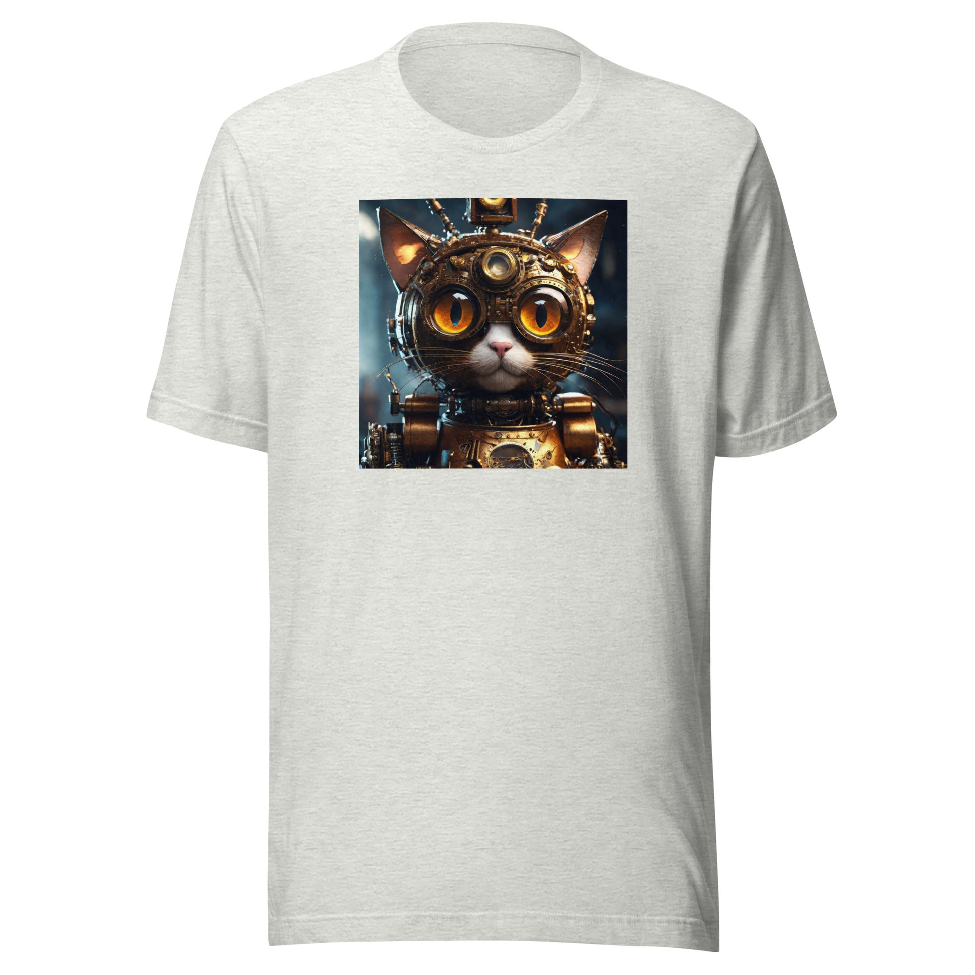 Retro-Futuristic Feline Men's Graphic Tee Ash