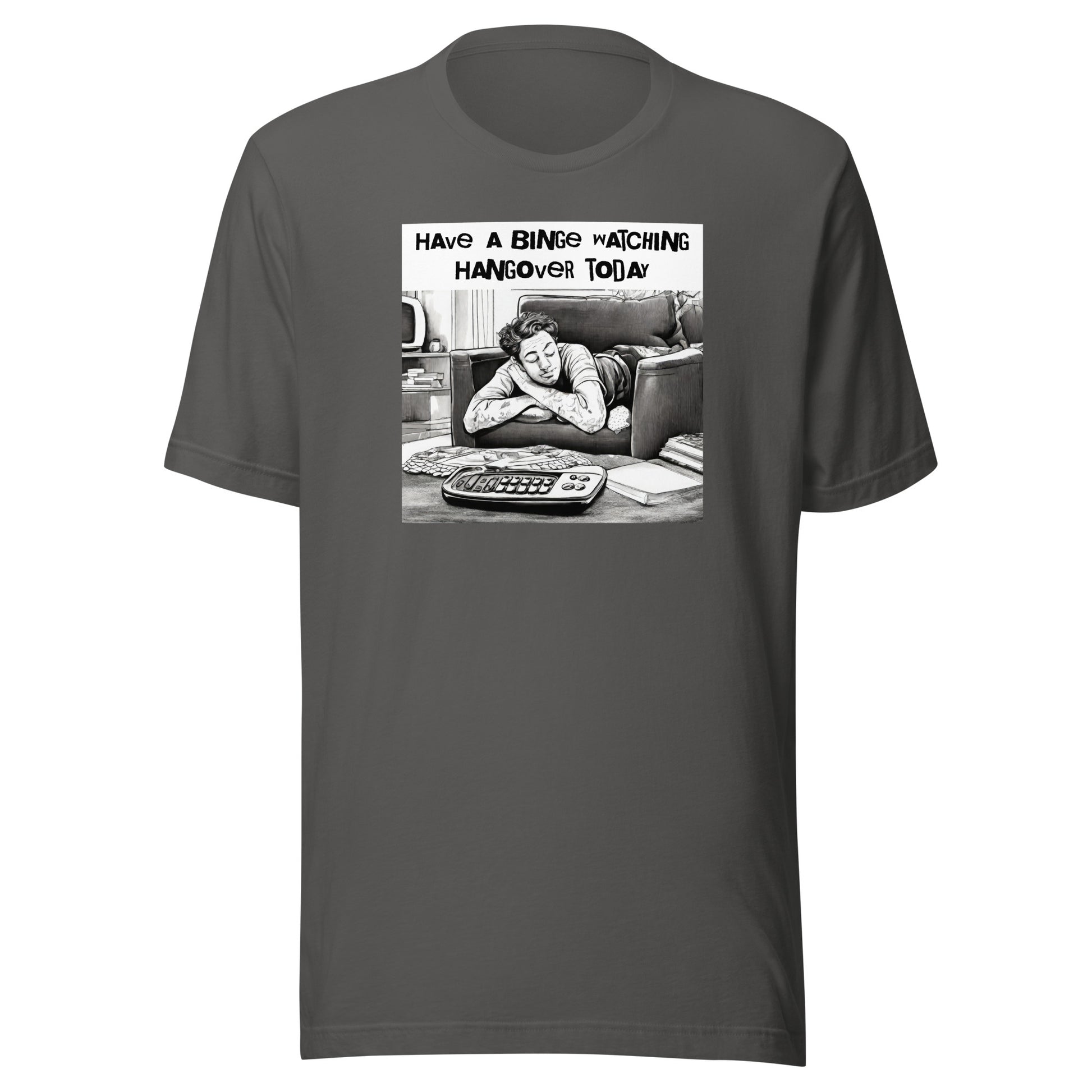 Binge Watching Hangover Men's Funny T-Shirt Asphalt