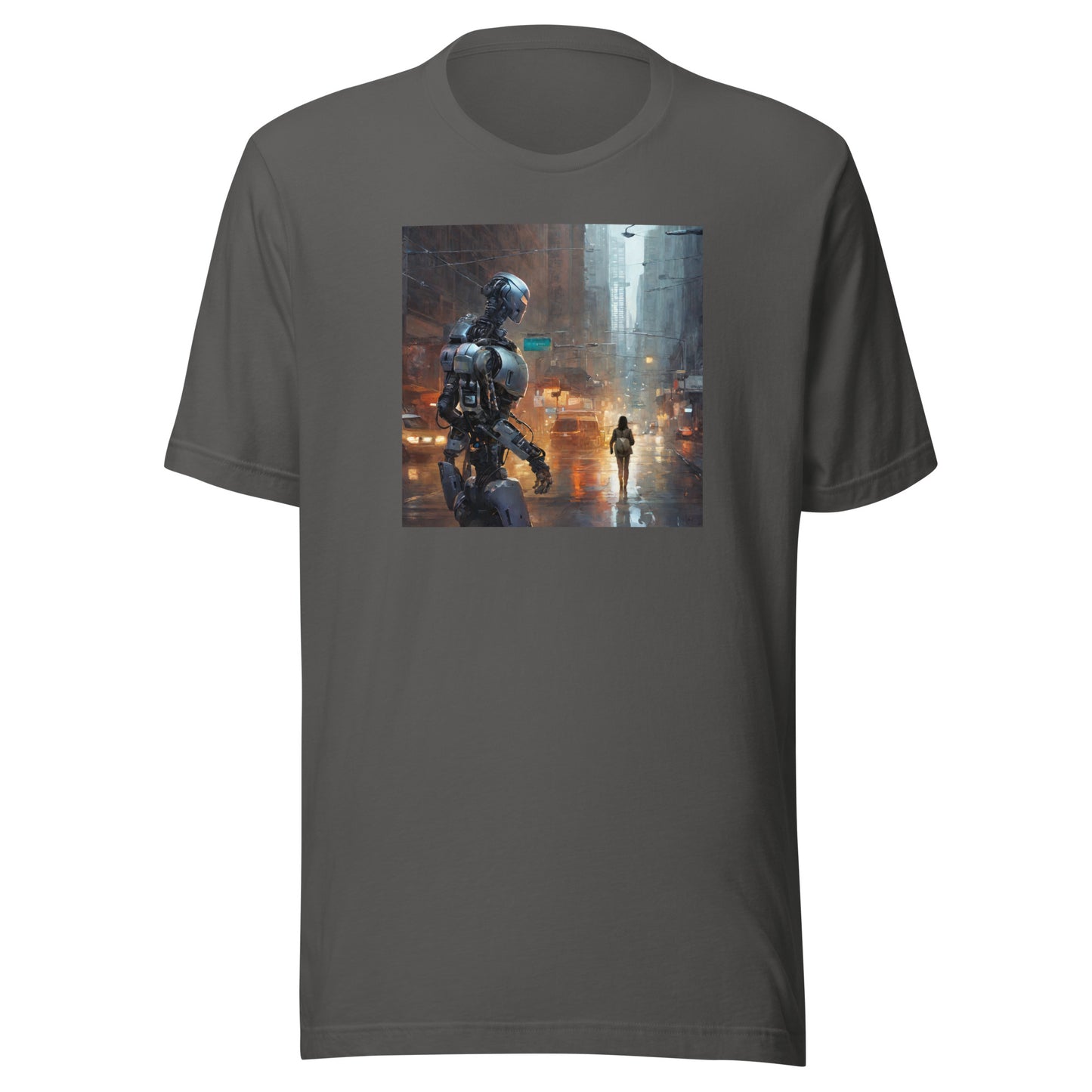 Cyborg in the City Men's Sci-Fi T-Shirt Asphalt